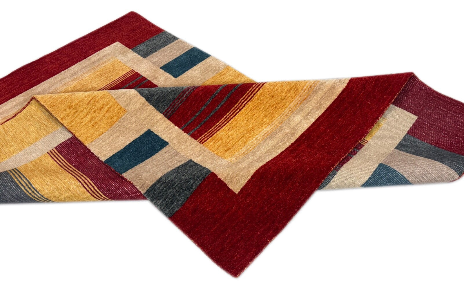 Bunt Wohnzimmer Gabbeh Teppich 100% Wolle 160x240 cm zlatooranžová Handgewebt sa1