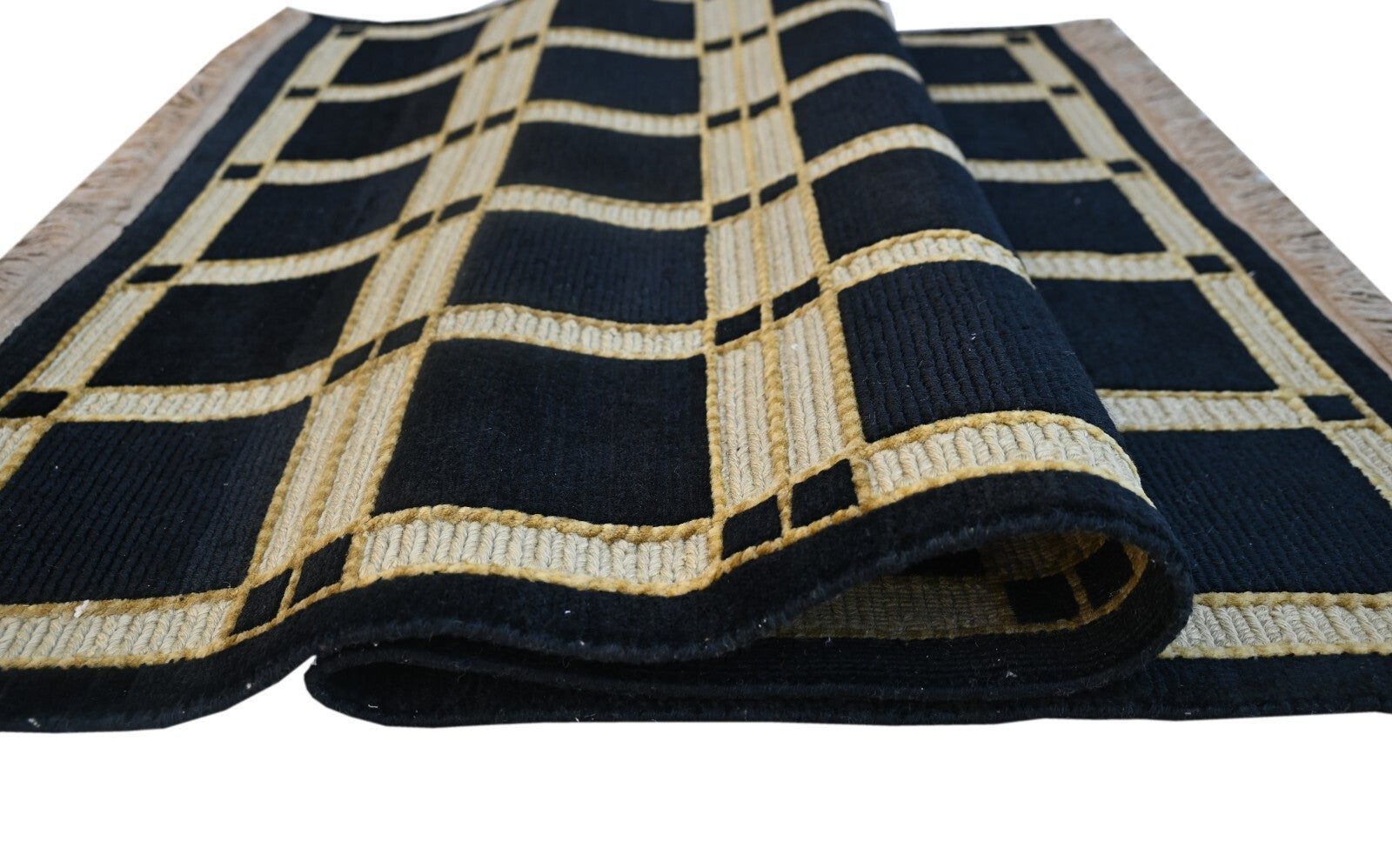 Tappeto moderno da soggiorno in lana annodato a mano 120x180 nero vintage SH263