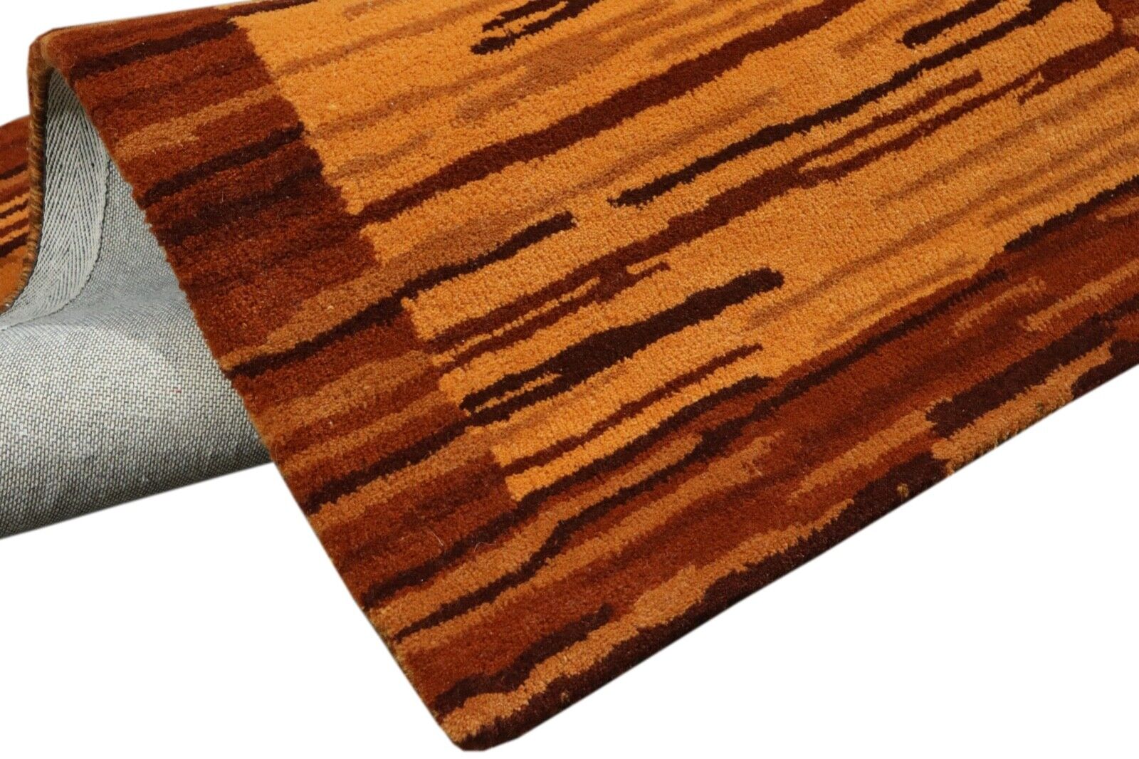 Tappeto arancione, 100% lana, 70x140 cm, fatto a mano, terracotta, tuftato a mano, T991