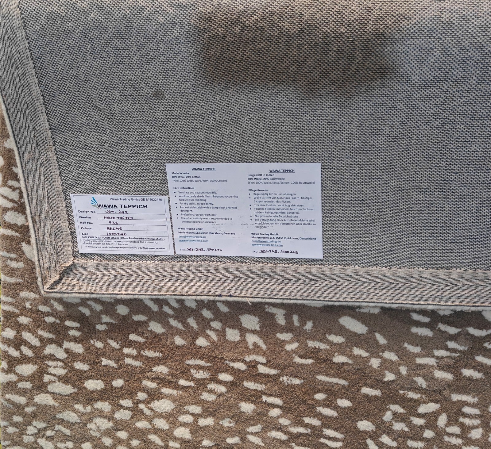 Handgetufteter Wolle teppich 150x240 Beige  Modern Wohnzimmer SH243