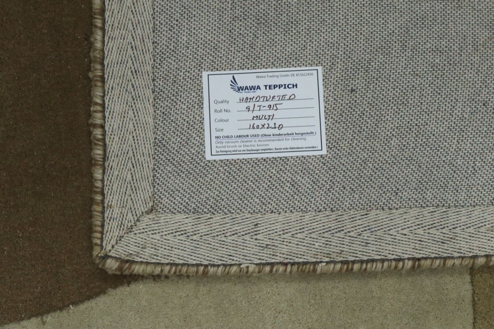 Beige Braun Teppich 100% Wolle 160X230 cm Handarbeit Handgetuftet T915