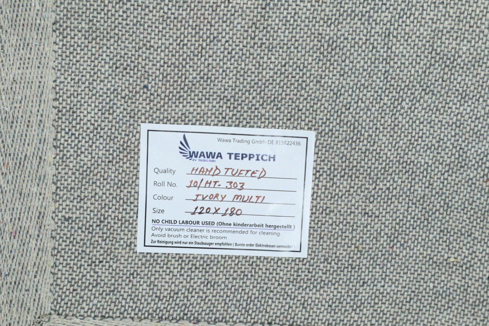 Wollteppich 120x180 Beige Bunt Berber Muster Marokko Stil Teppich Handgetuftet