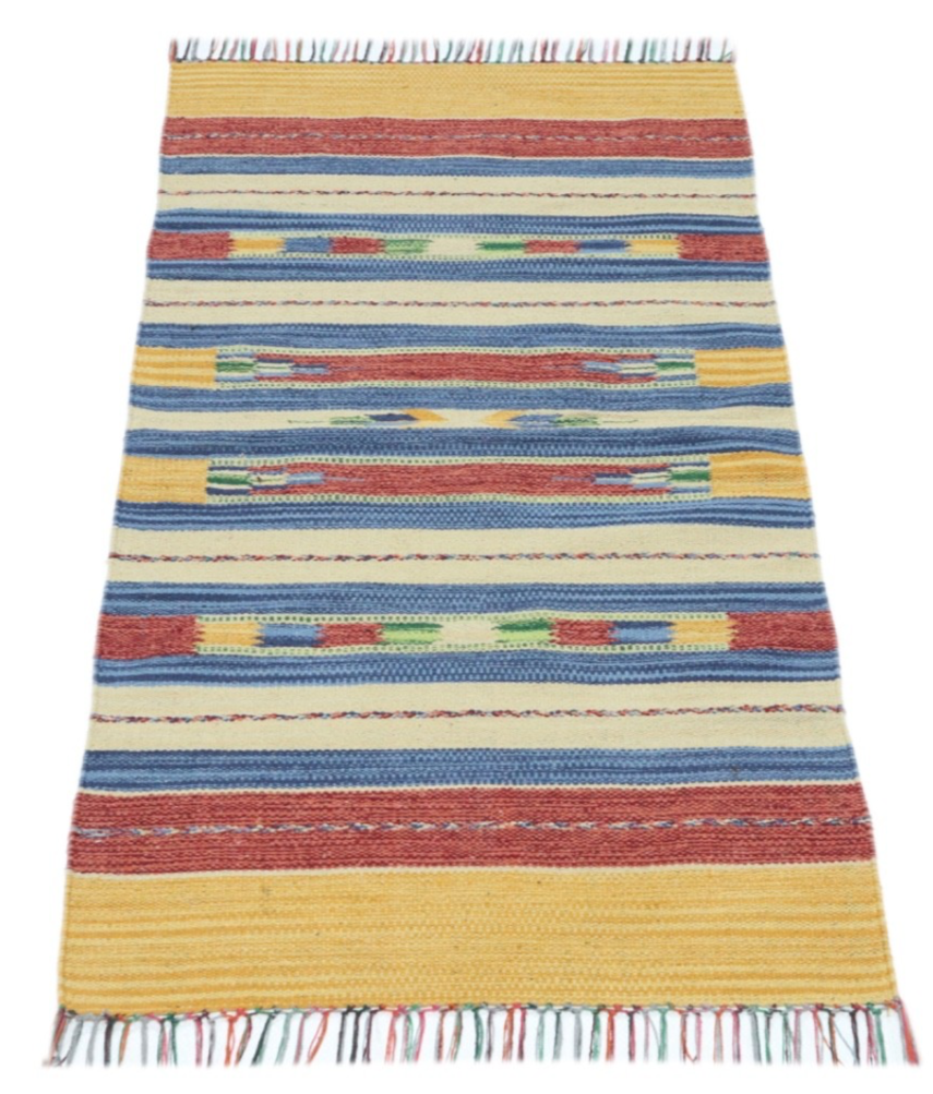 Kelim Teppich 100% Baumwolle flach gewebt mit Fransen Kilim Dhurrie 8 Designs CT