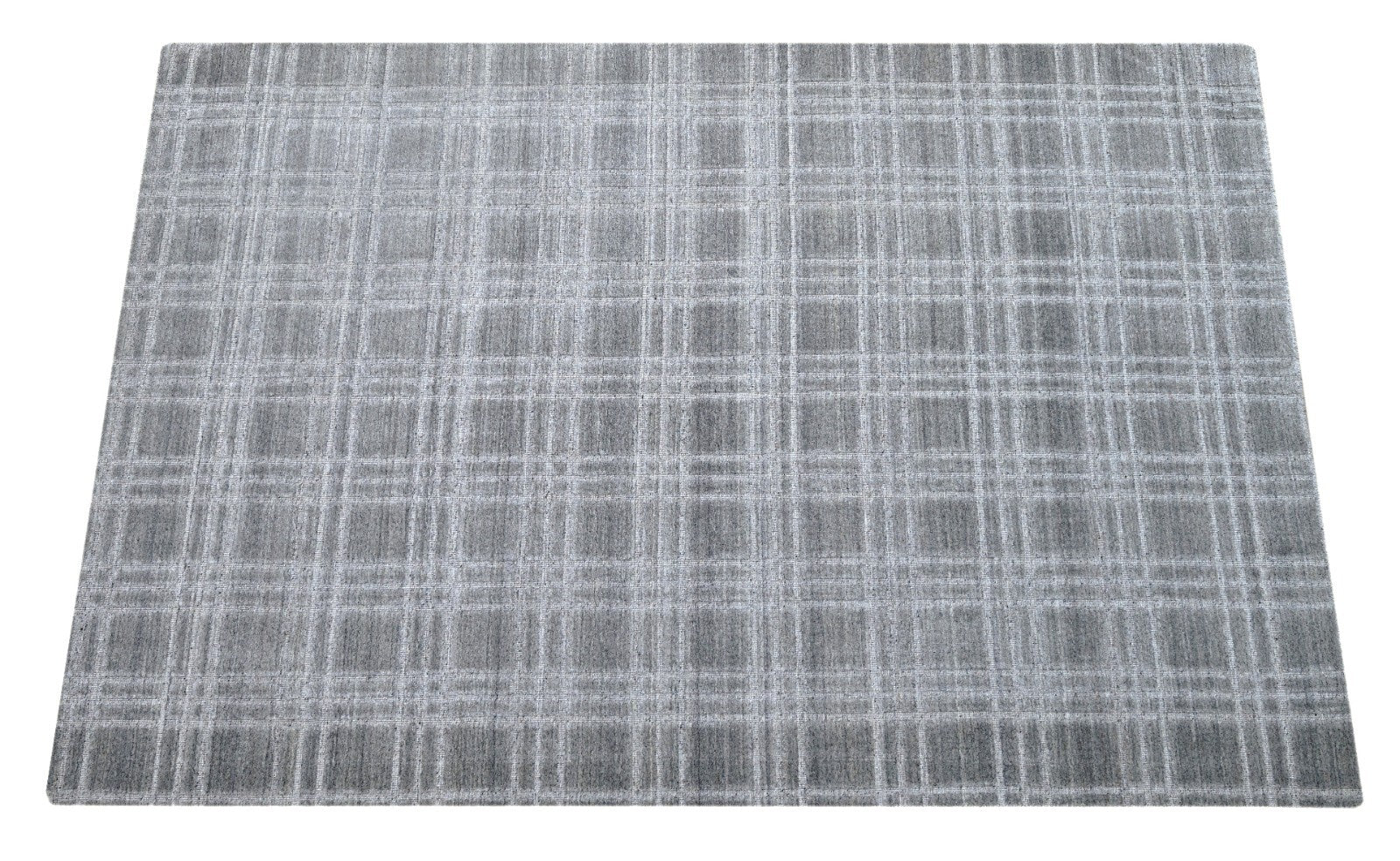 Handgewebter Teppich 170x240 Grau Glanzoptik Woll-Viskosem Wohnzimmer SH105