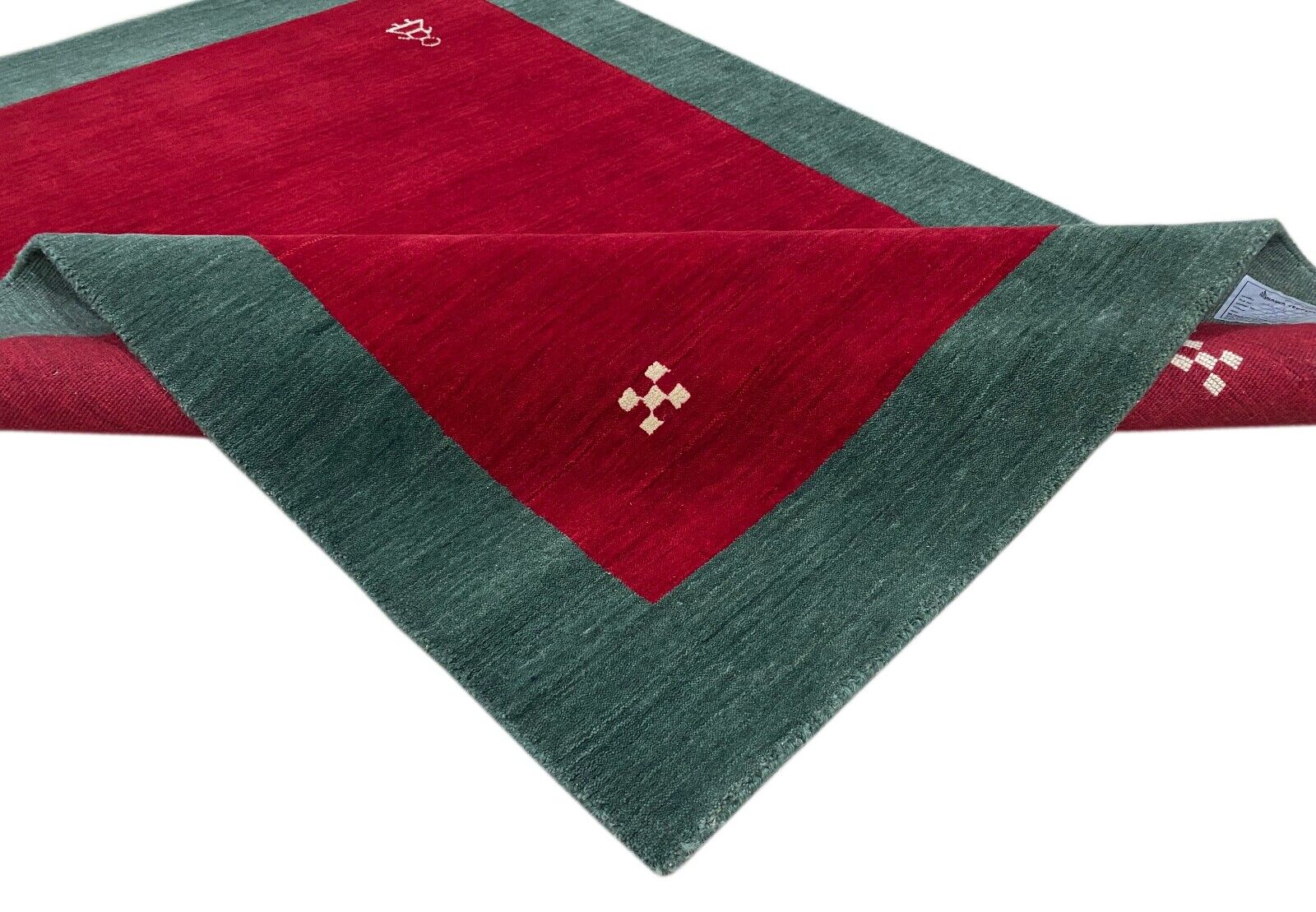 Rot Grün Teppich 100% Wolle Gabbeh 120x180 cm Handgewebt Home Deko WR160