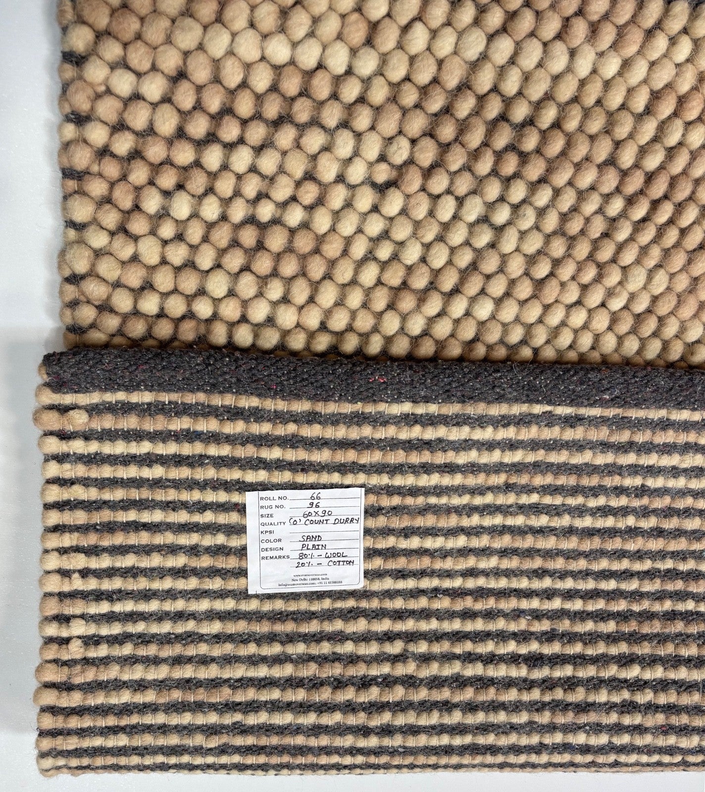 Handgefertigter Kilim Dhurry Flachgewebe design 60x90 Sandfarbe Wolleteppich R96