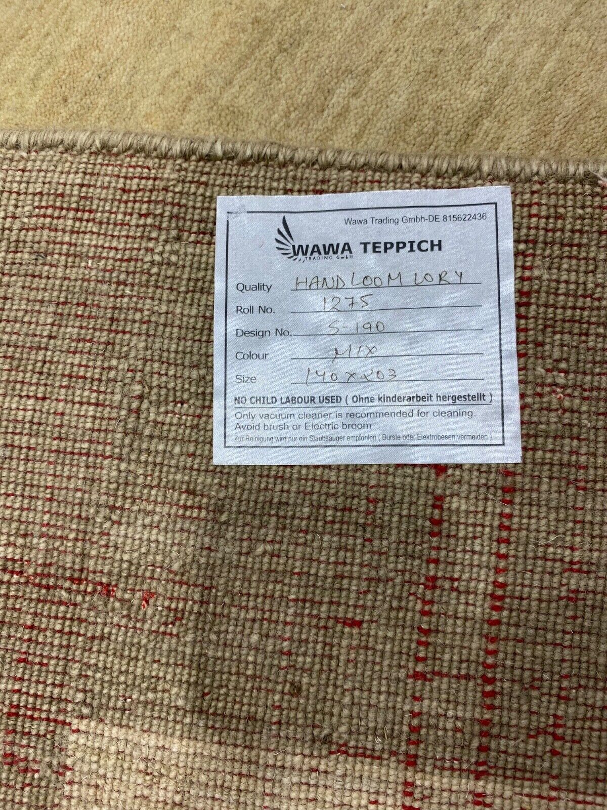 Handgefertigter Wollteppich 140x200 cm Hochwertig Olivbraun Sandbeige Modern 190