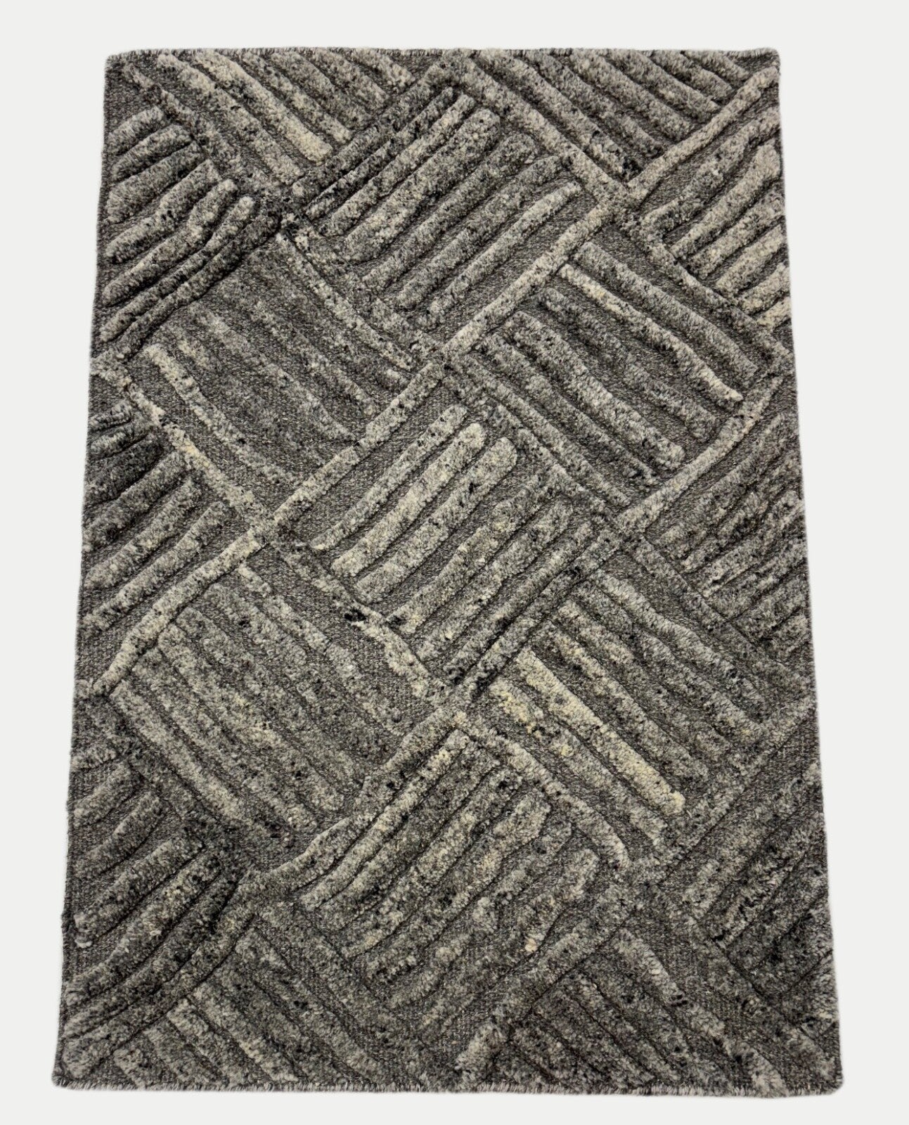 Handgefertigte Kilim Dhurry Teppich 60x90 cm  Grau  100% Wolle DWD805