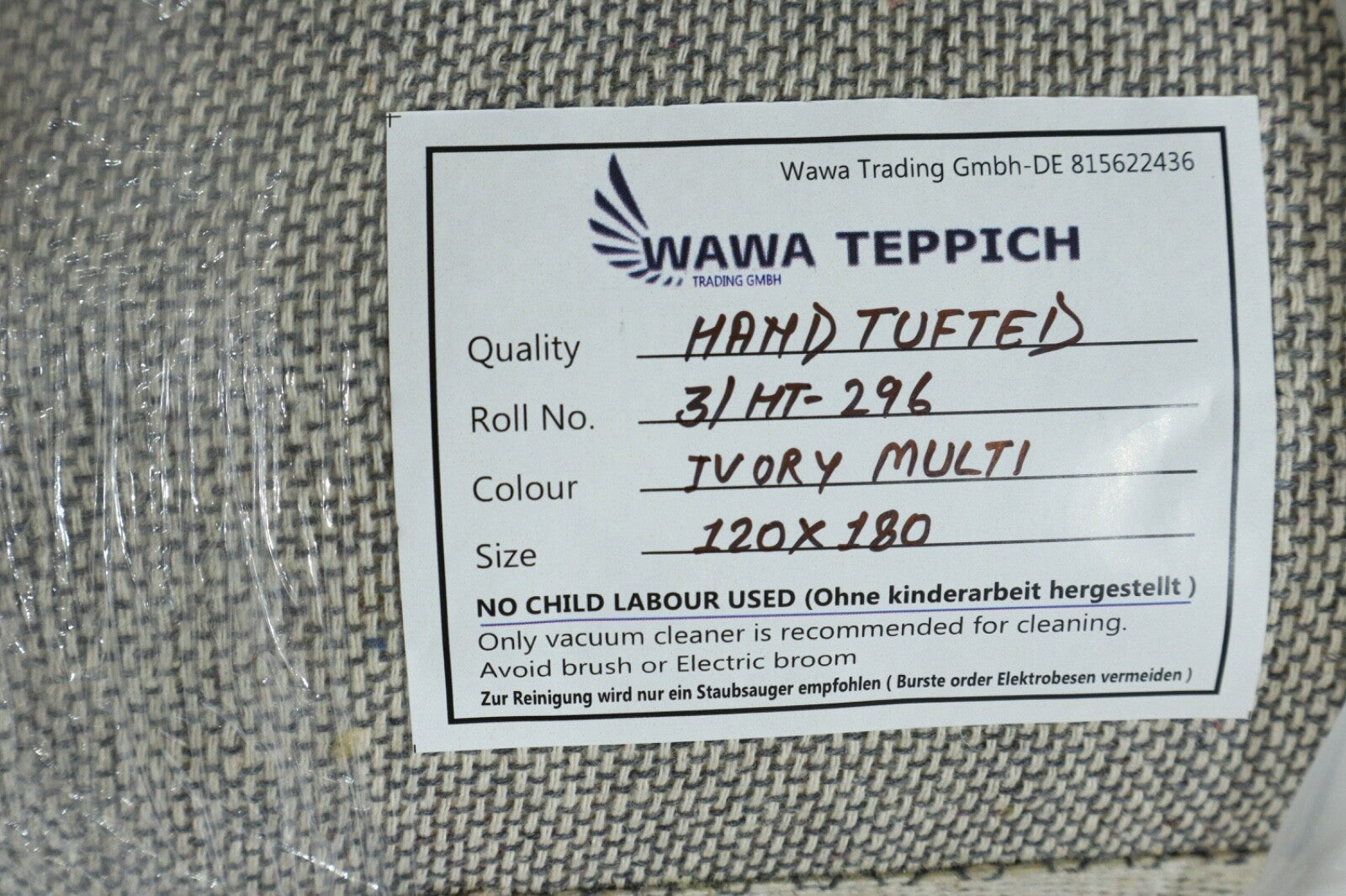 Handgetufteter Wollteppich 120x180 Beige Bunt Marokko Muster Wohnzimmer HT296