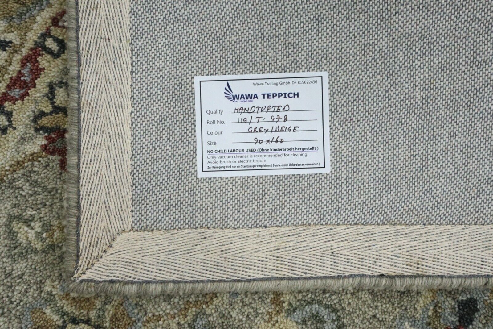 Orient Teppich 100% Wolle 90X160 cm Handarbeit Handgetuftet T978