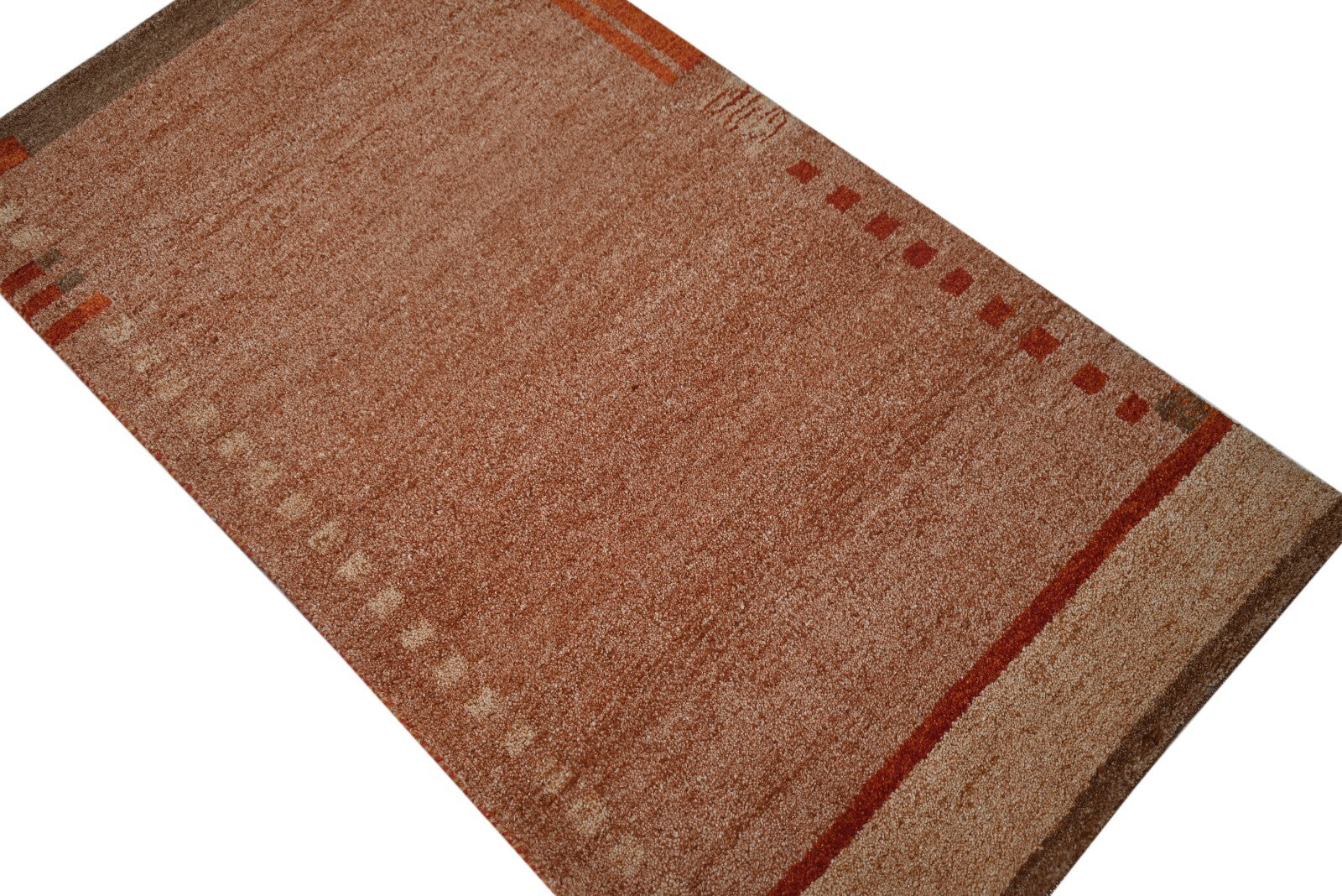 Tappeto moderno da soggiorno in lana annodato a mano 90x150 rosso vintage SH155