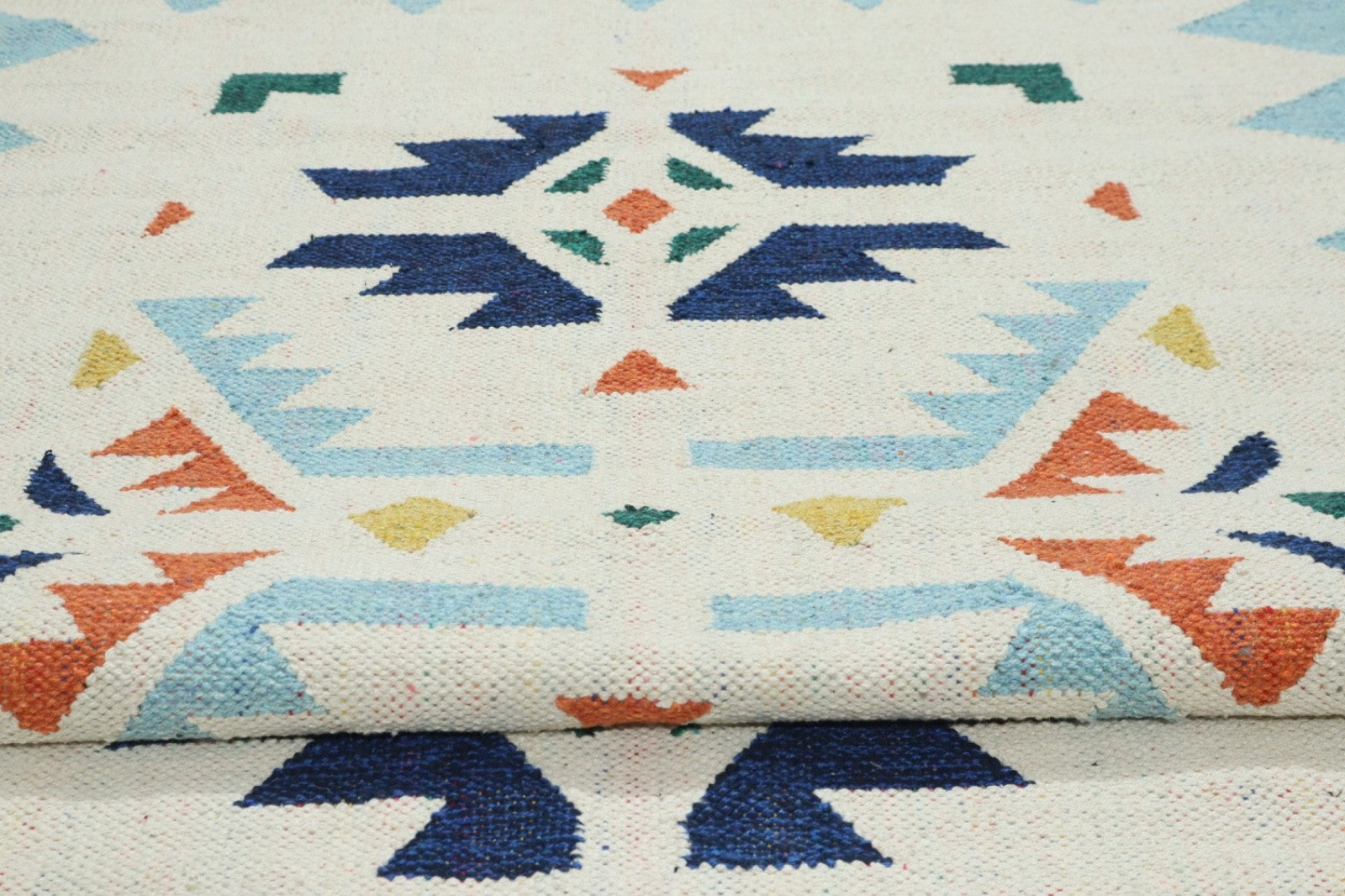 Kelim Teppich 100% Baumwolle flach gewebt mit Fransen Kilim Dhurrie 8 Designs CT