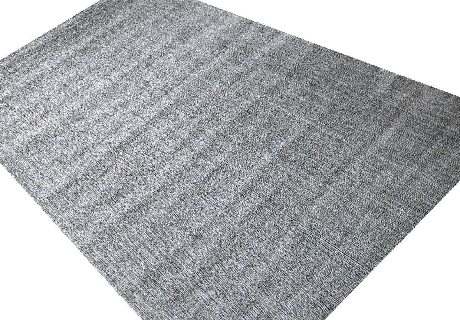 Handgewebter Teppich 300x400 Silber Glanzoptik Leinen Flach Wohnzimmer SH222