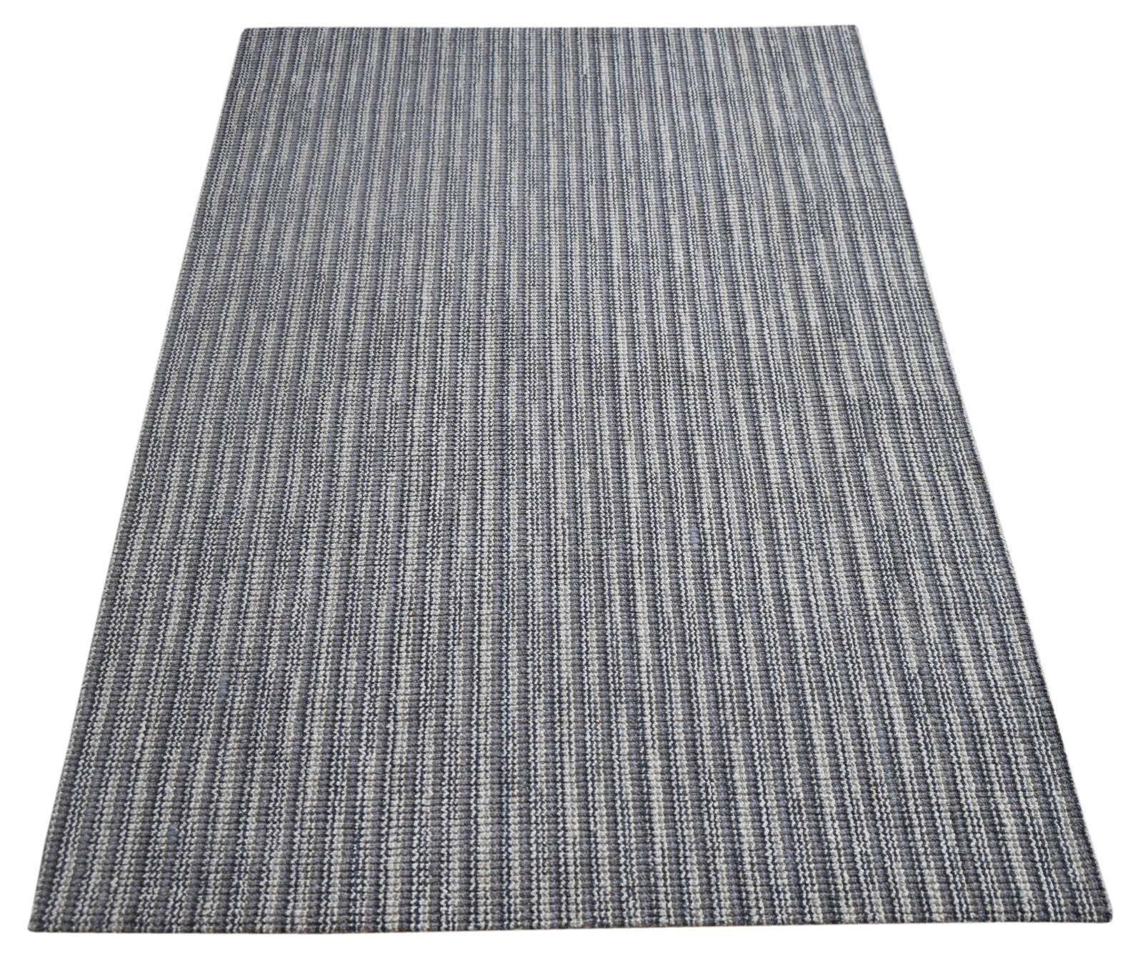 Handgewebter Teppich 150x240 Silber Glanzoptik Wolle Flach Wohnzimmer SH122