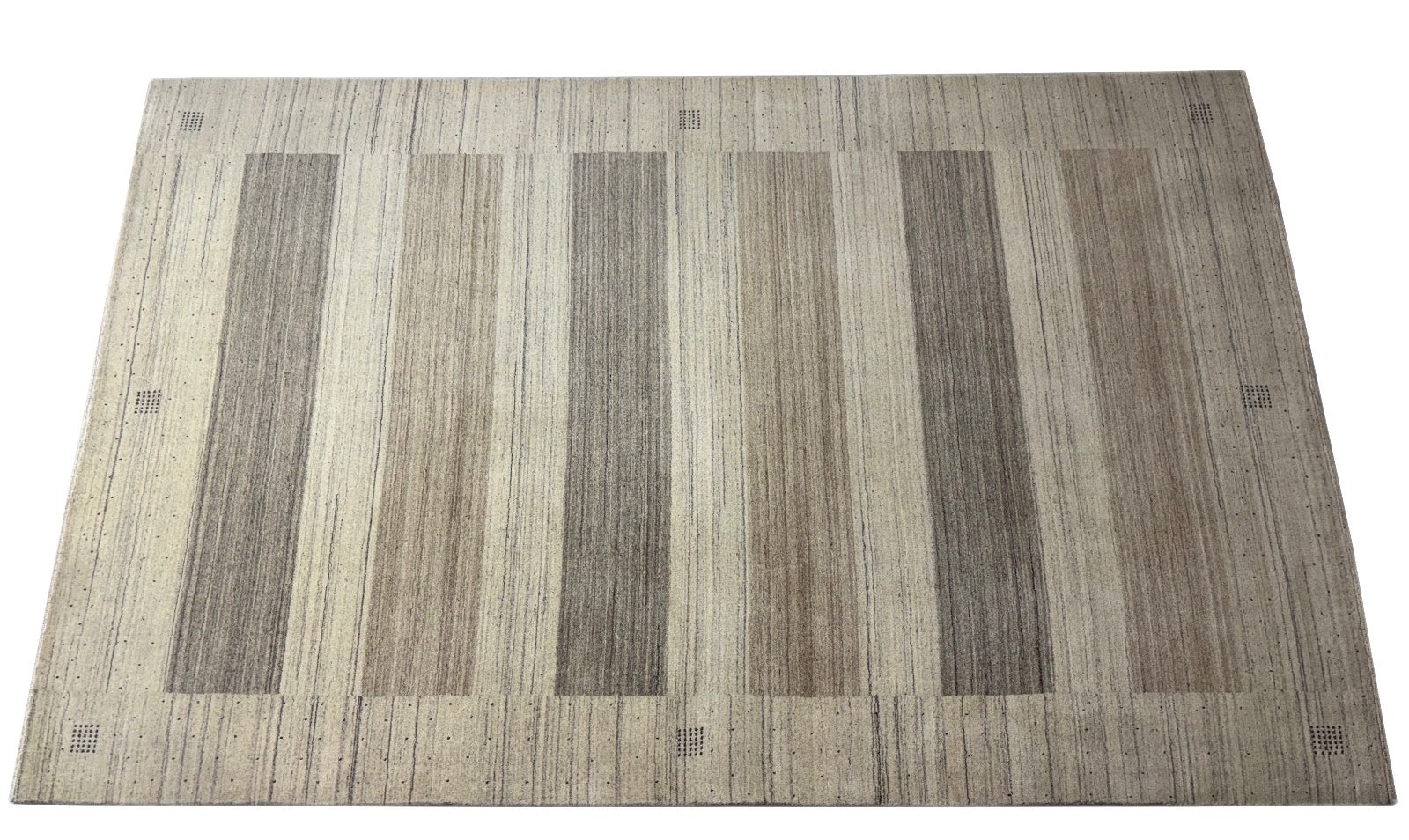 Handgewebter Wollteppich 200x300 cm Modernes Streifen Design Naturtöne Beige AN2