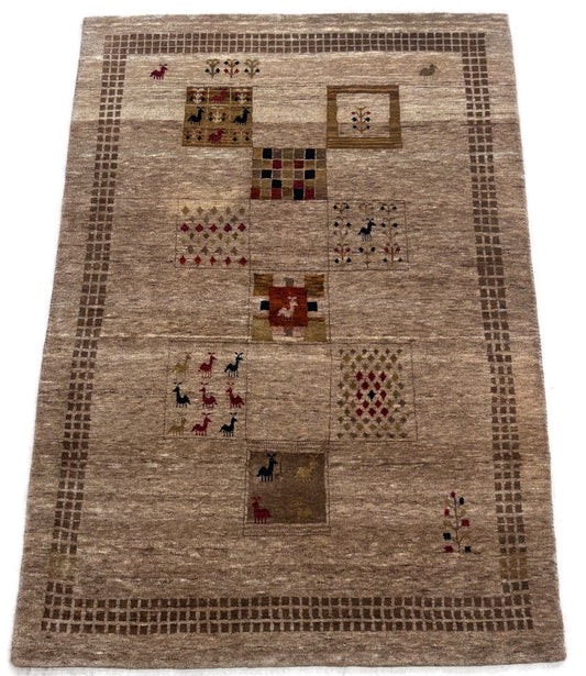 Orientteppich Handgeknüpft 100%  Wolle Gabbeh Modern Muster 125x185 cm