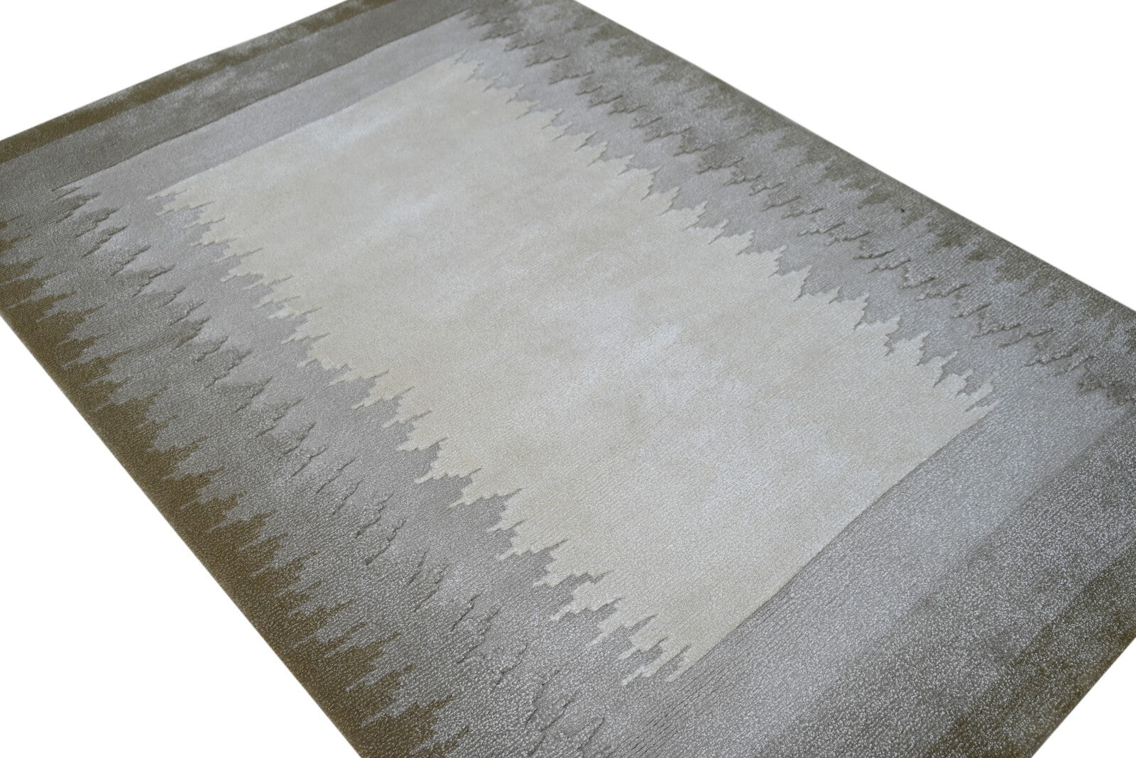 Modernes Handgeknüpfter Wolle 120x180 Vintage Creme Wohnzimmer Teppich SH148