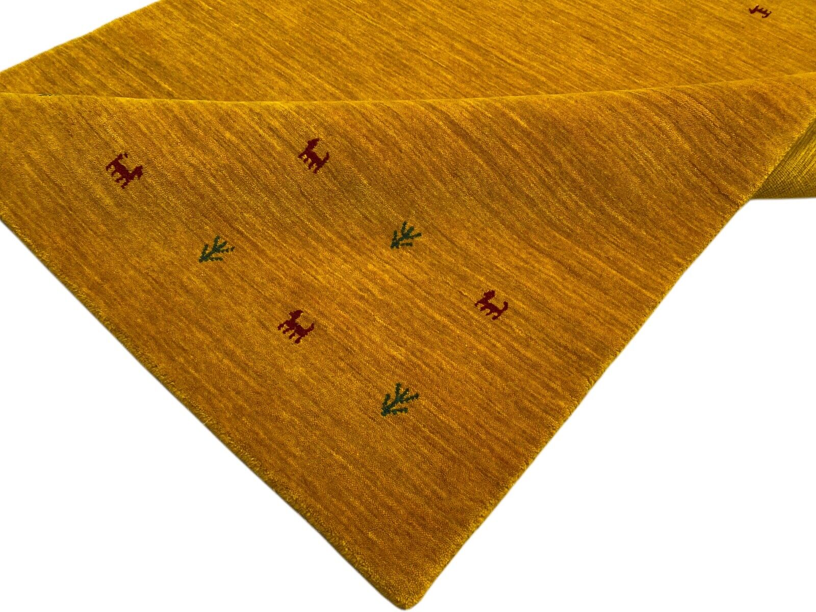 Gold Gabbeh Teppich 100% Wolle Orientteppich Handgewebt  Loom Brücke G625T3