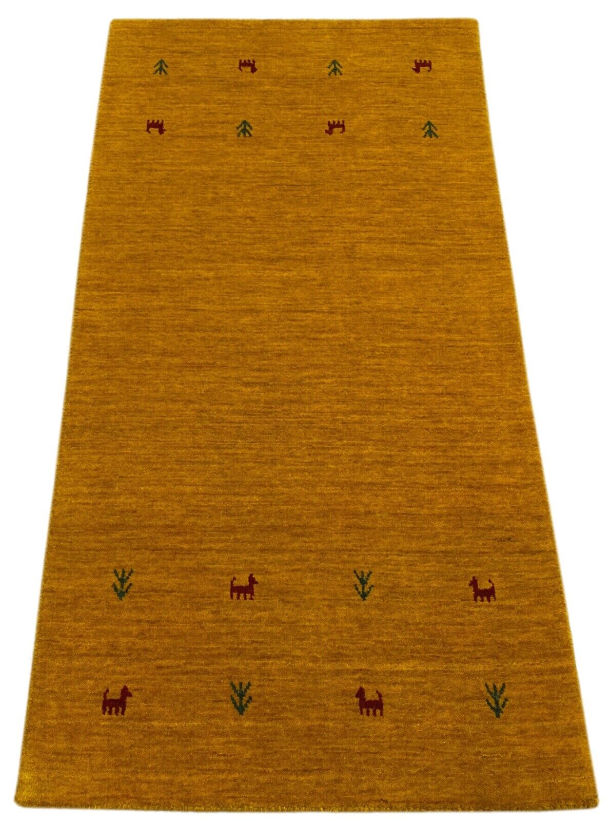 Gold Gabbeh Teppich 100% Wolle Orientteppich Handgewebt  Loom Brücke G625T3