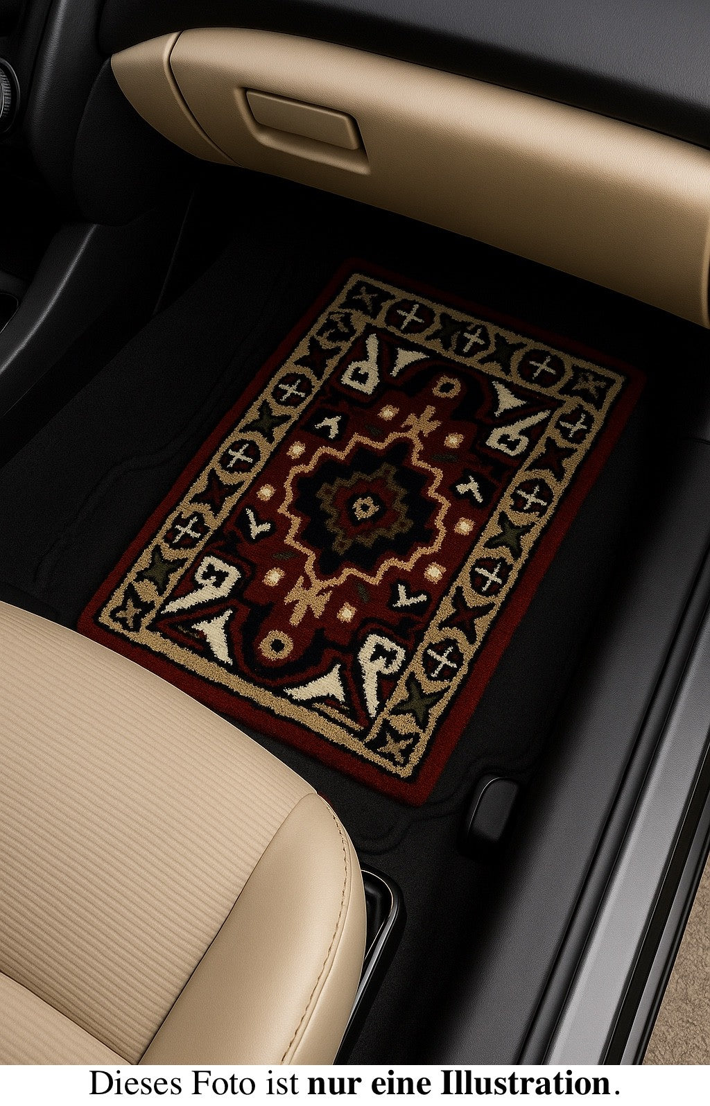 Wollteppich 40x60 Rot Beige Oriental Handgemacht Türvorleger Fussmatte HT372R