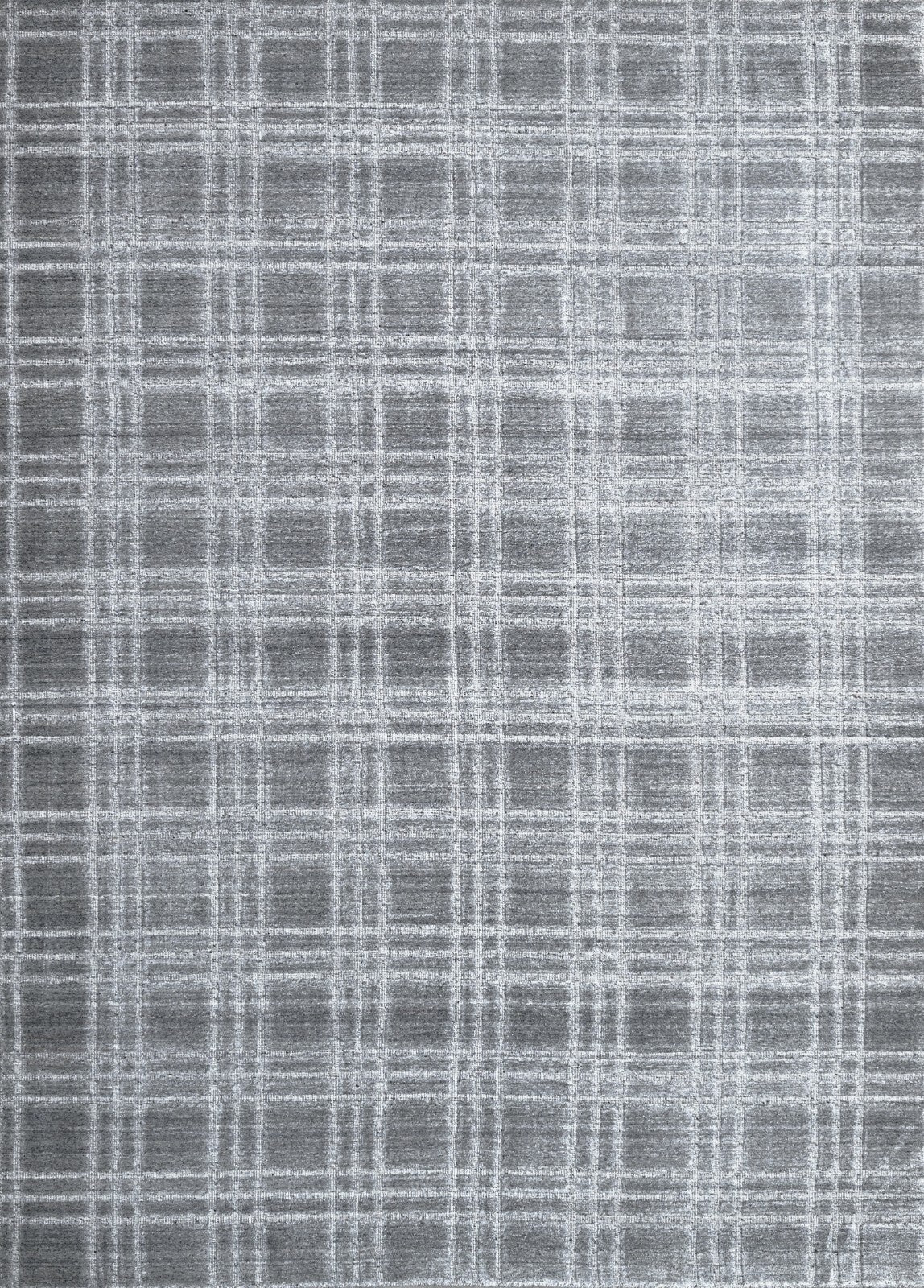 Handgewebter Teppich 170x240 Grau Glanzoptik Woll-Viskosem Wohnzimmer SH105