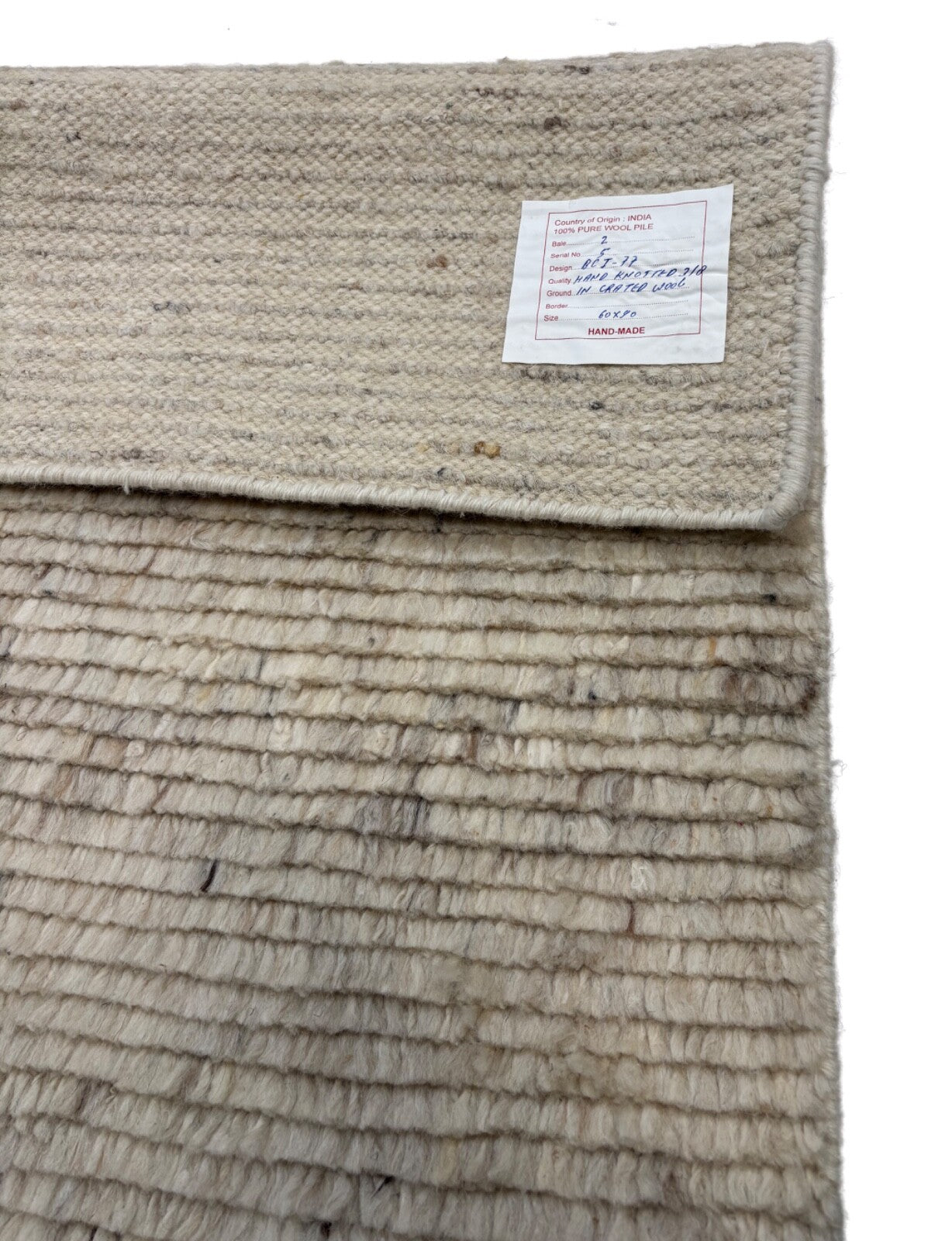 Handgeknüpfter 100% Wollteppich 60x90 Modern Design Teppich  Beige BCI77