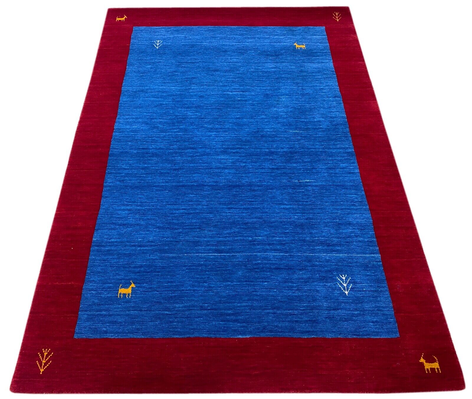 Turquoise Red Rug 100% Wool Gabbeh 120x180 cm Handwoven Home Decor WR157 