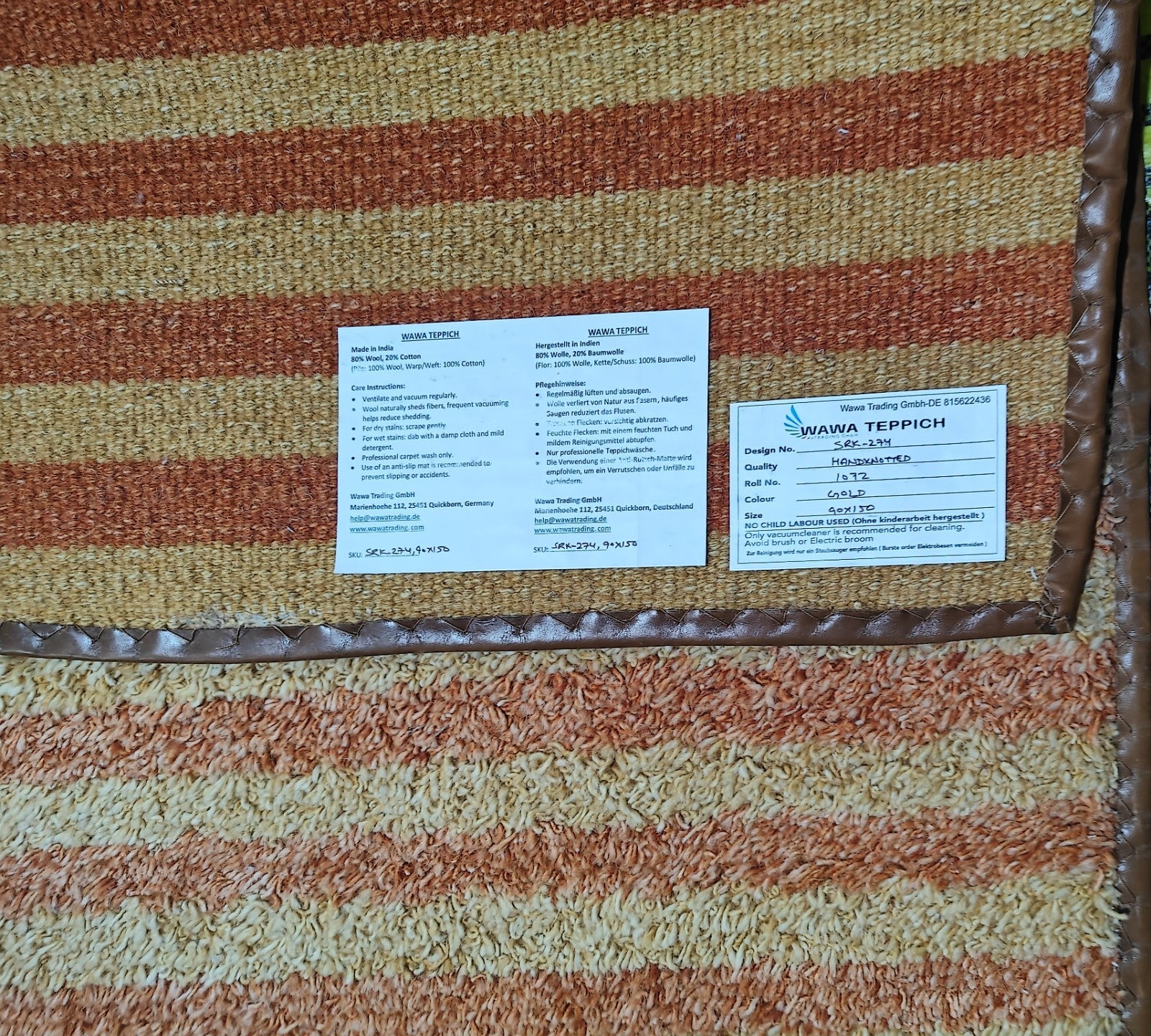 Bunter Wollteppich 90x150 cm Handgefertigt Modern Teppich sh274