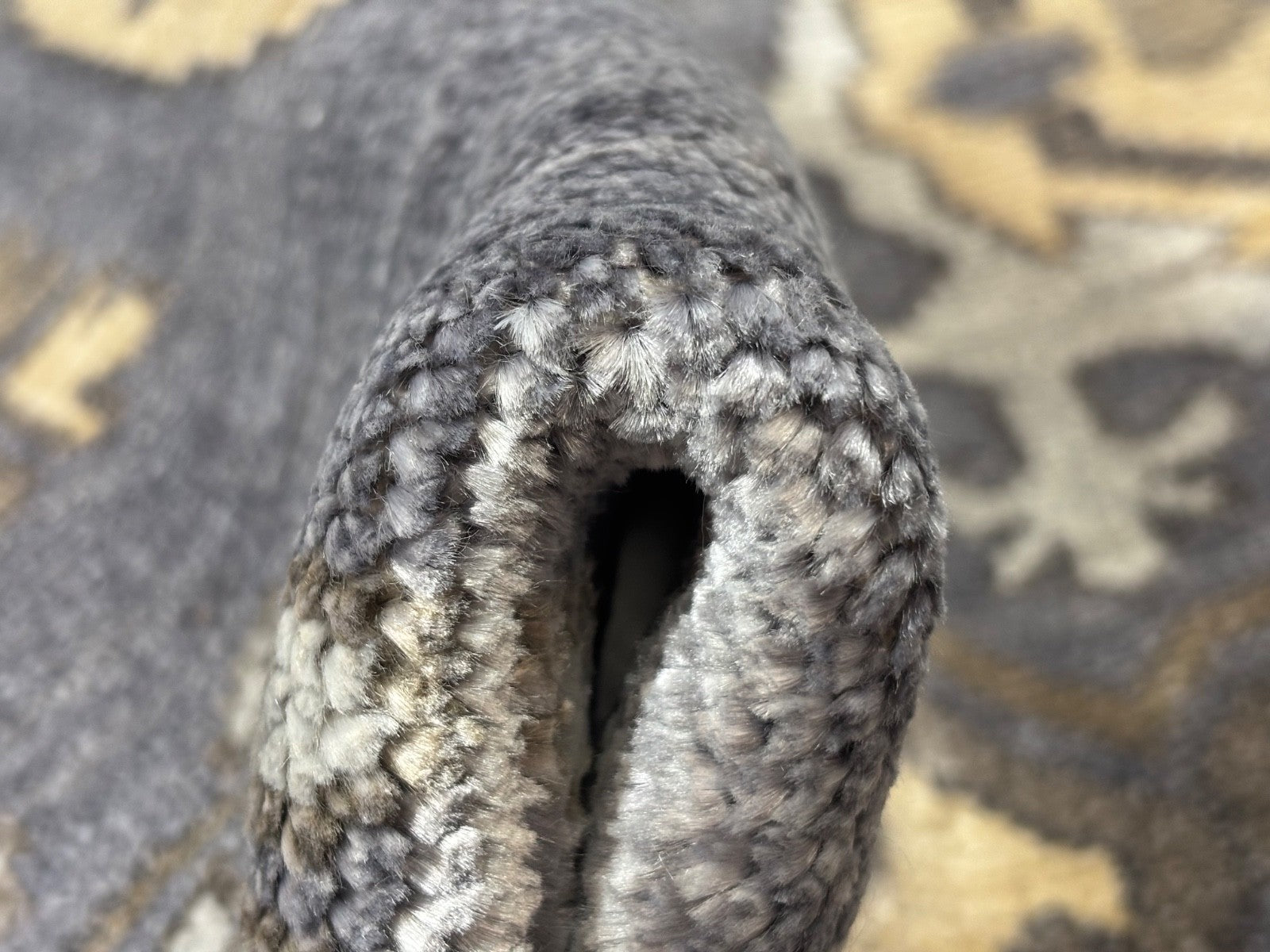 Handgeknüpfter Wollteppich 60x90 cm Kurzflor Modern Blau Beige Teppich D750