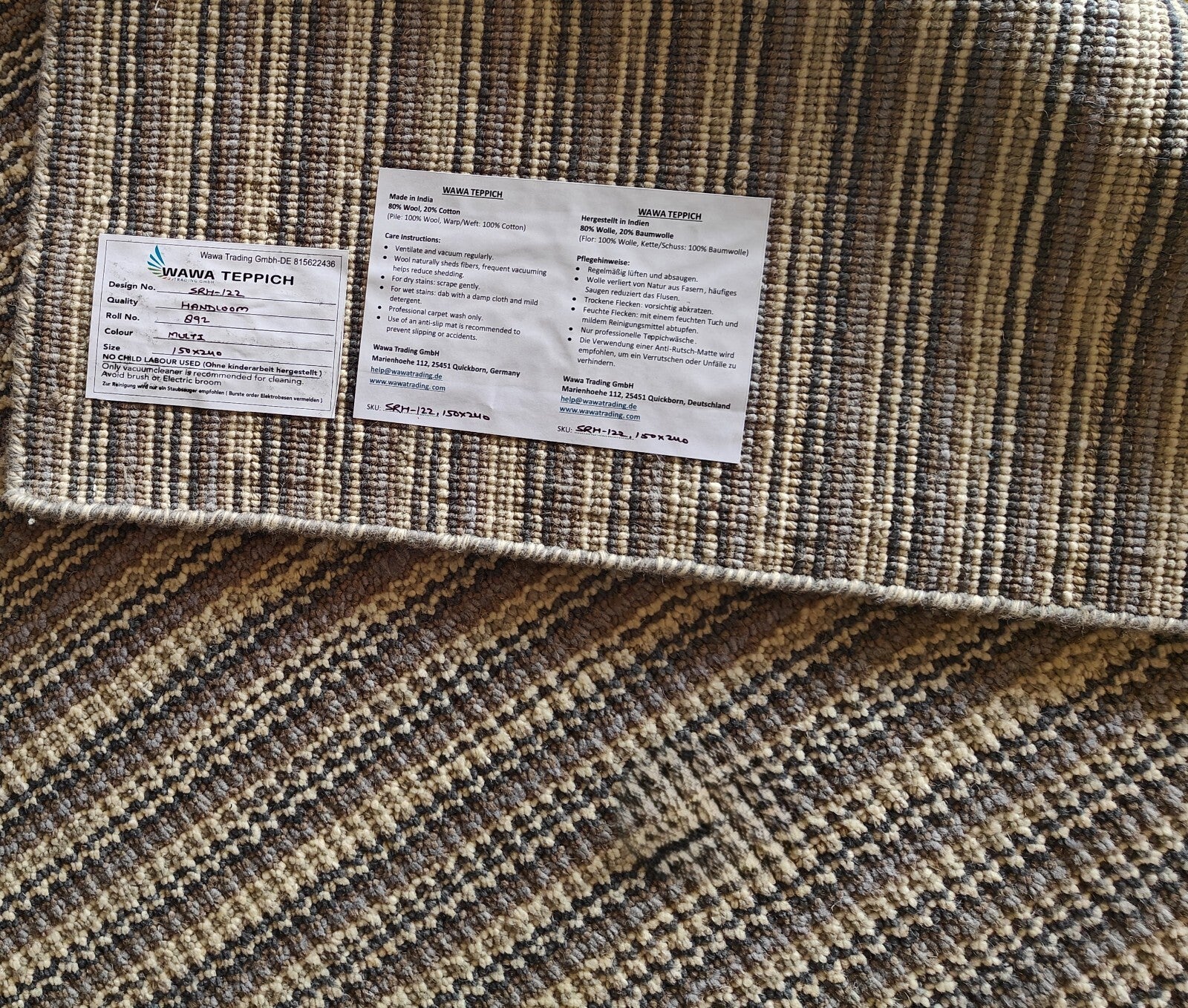 Handgeweven vloerkleed 150x240 cm, meerlaagse glans, wol, woonkamer SH122