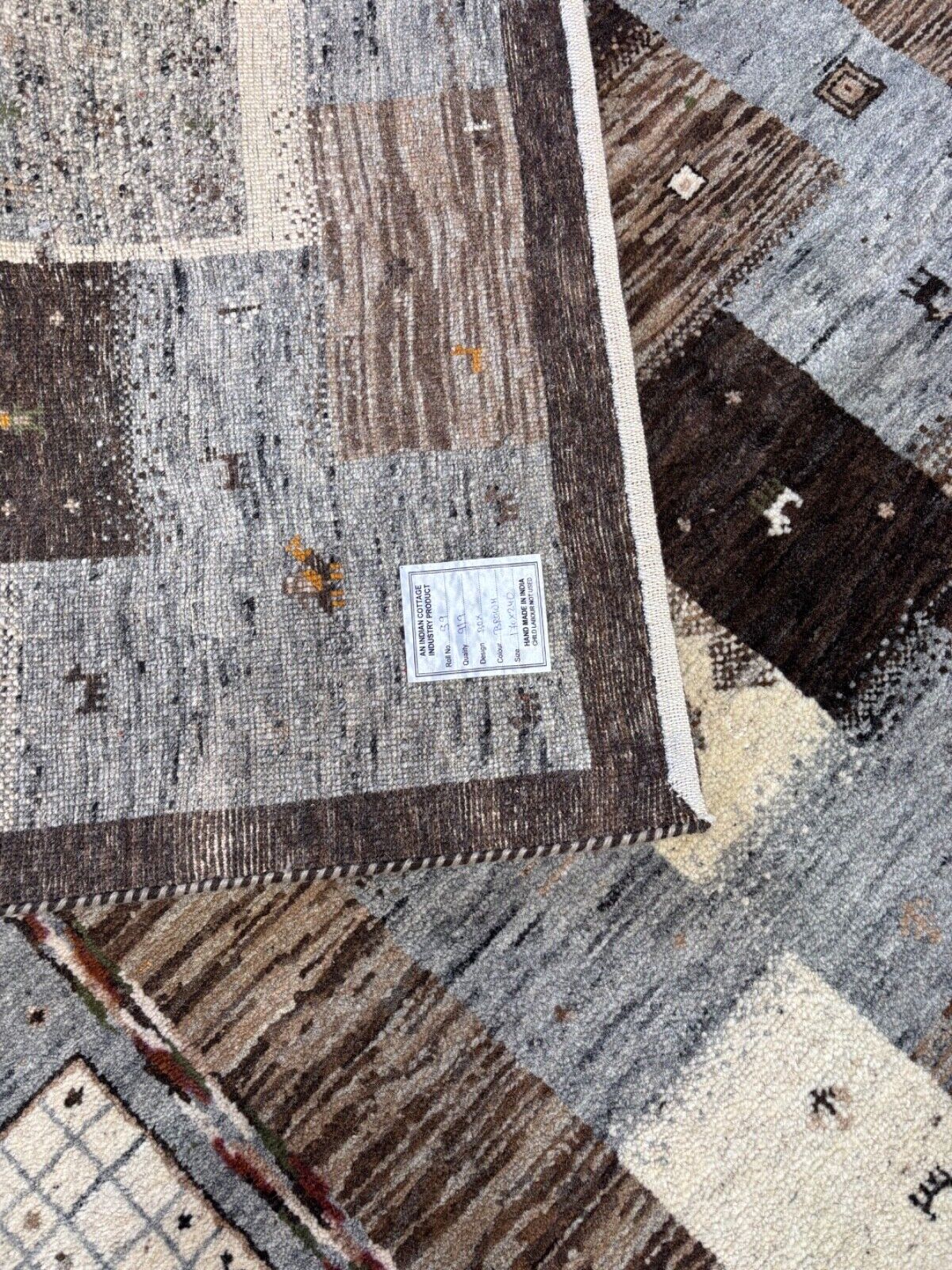 Teppich Perser Gabbeh Loribaft 170x240 cm Handgeknüpft 100% Wolle natural st919