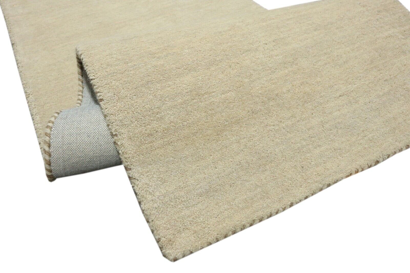 Beige Brücke Teppich 100% Wolle 70X315 cm Handarbeit Läufer Handgetuftet T982