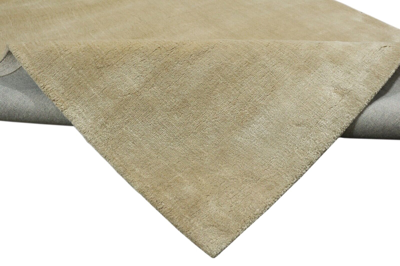 Beige Teppich 160X230 cm Handarbeit Wolle Viskose Handgetuftet T953