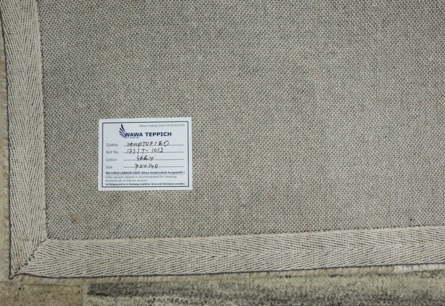Gabbeh Teppich 100% Wolle 70X140 cm Handarbeit Grau Beige Handgetuftet T1013