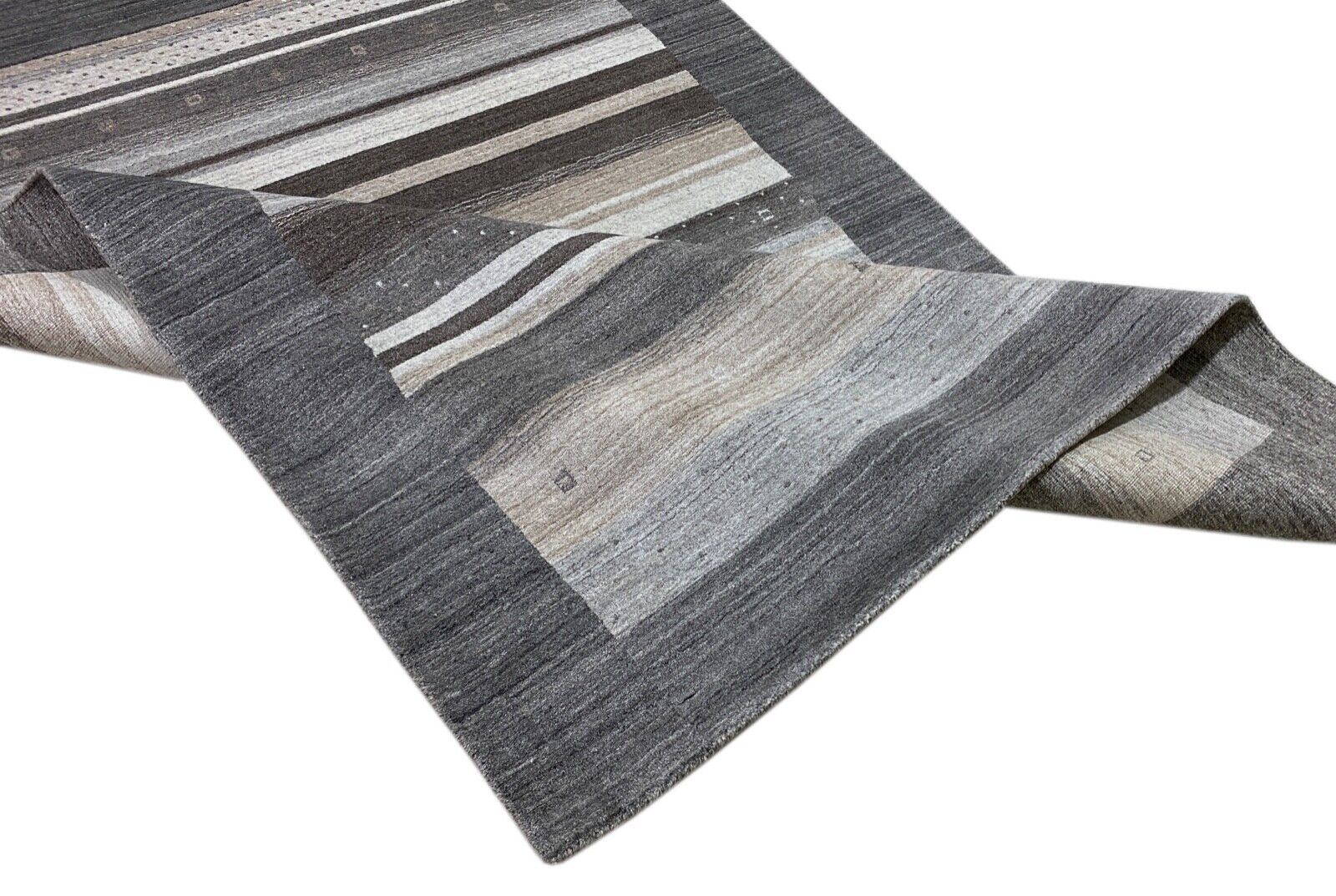 Grau Gabbeh Teppich Wolle Viskose Fine Orientteppich Handgewebt Loom Brücke