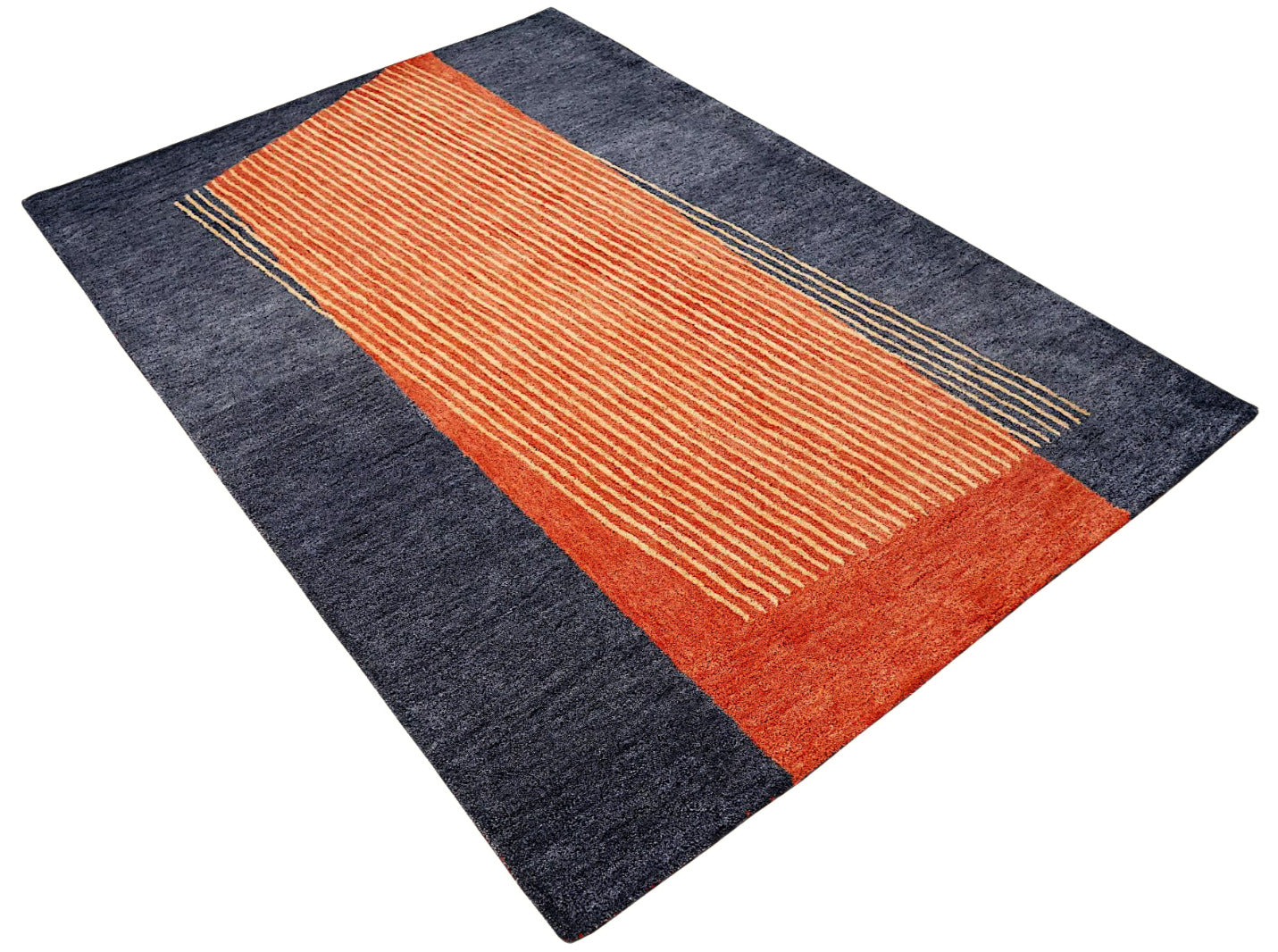 Orange Blau Teppich 160X230 cm 100% Wolle Orientteppich Handgetuftet HT398