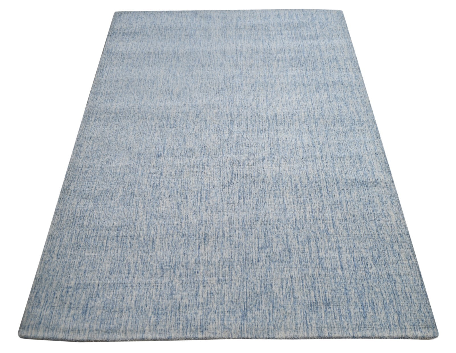 Handgewebter Teppich 150x240 Blau Glanzoptik Wolle-Viskosem Wohnzimmer SH123