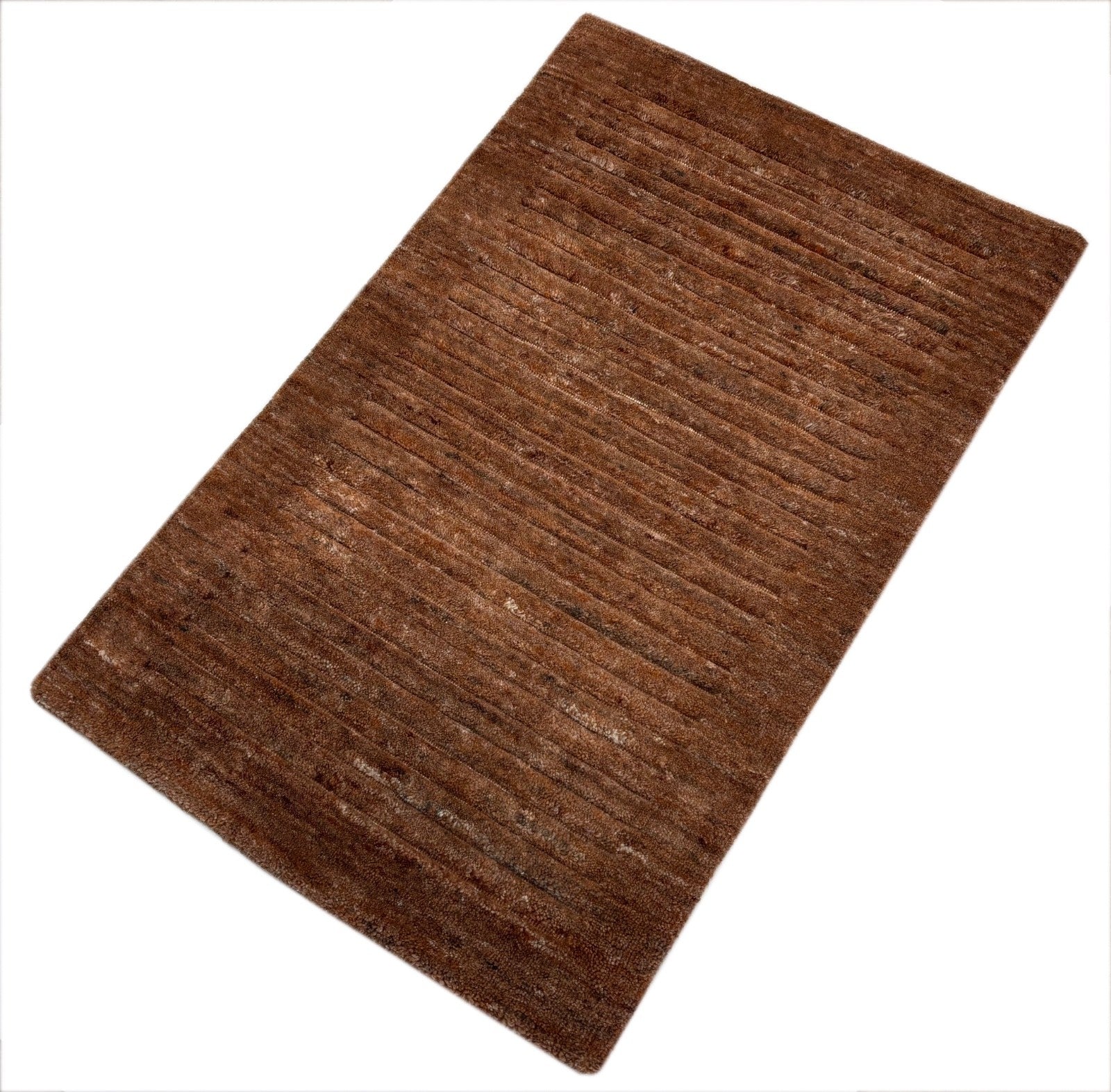 Handgewebter Teppich 60x90 cm Braun Modern Nachhaltig PETGarn Design Teppich R76