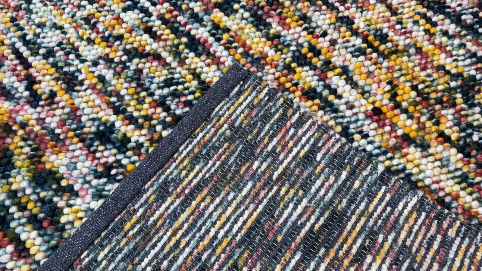 Bunter Wollteppich 170x240 cm Handgefertigt Modern Natur Teppich st13