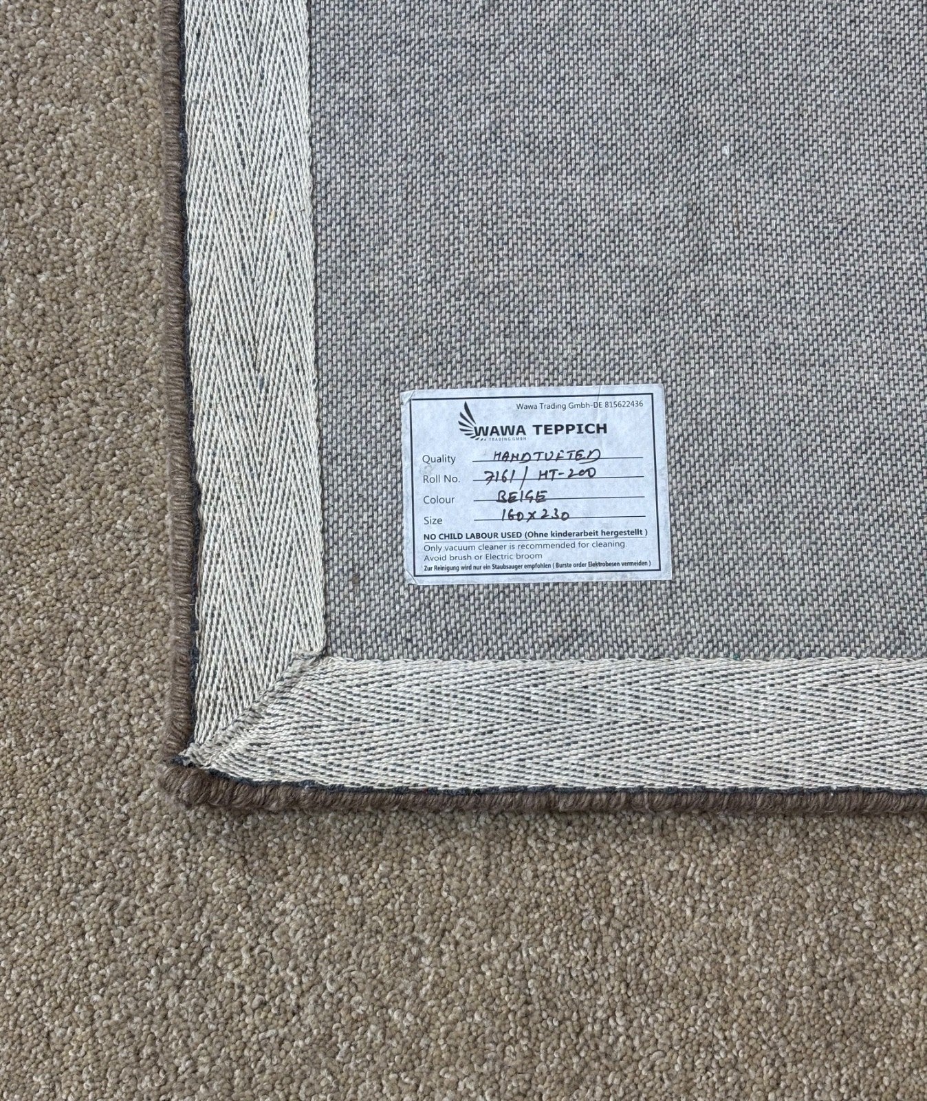 Beige Teppich Wolle Braun 160X230 cm Handarbeit Handgetuftet HT200