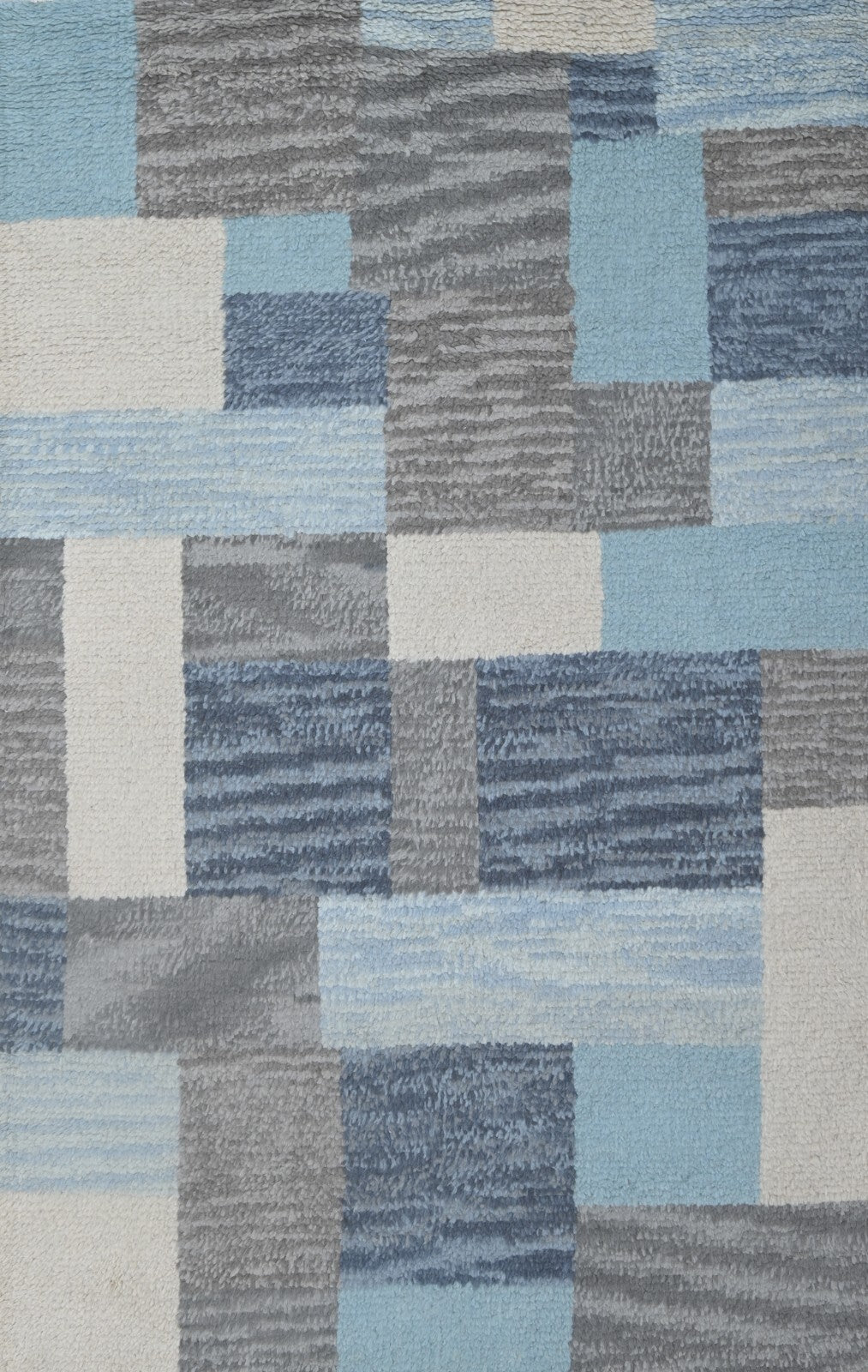 Modernes Handgeknüpfter  150x240 Wolle  blau weiß Wohnzimmer Teppich SH104