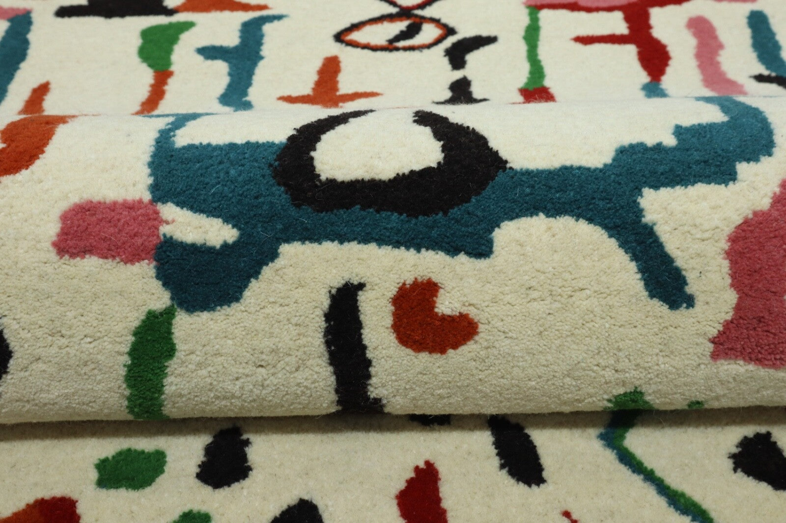 Wollteppich 120x180 Beige Bunt Marokko Abstrakt Muster Teppich Handgetufte HT300