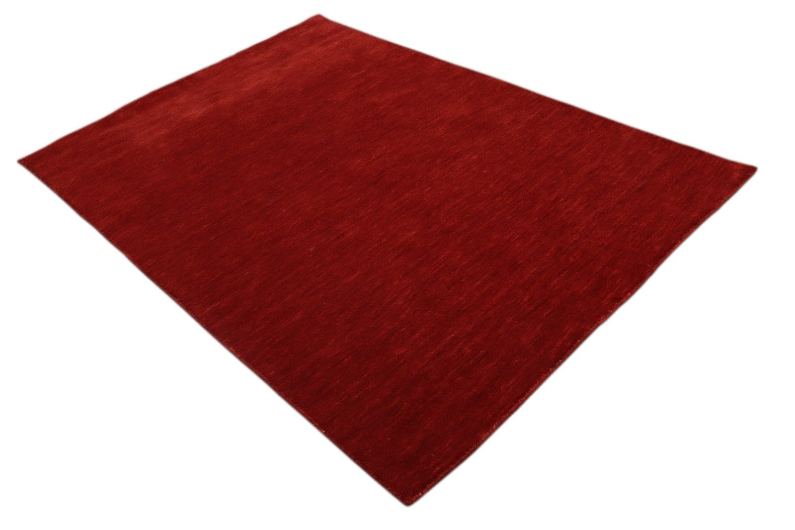 Handgewebter Gabbeh Teppich 100% Wolle Rot Unifarben 120x180 cm HL1076