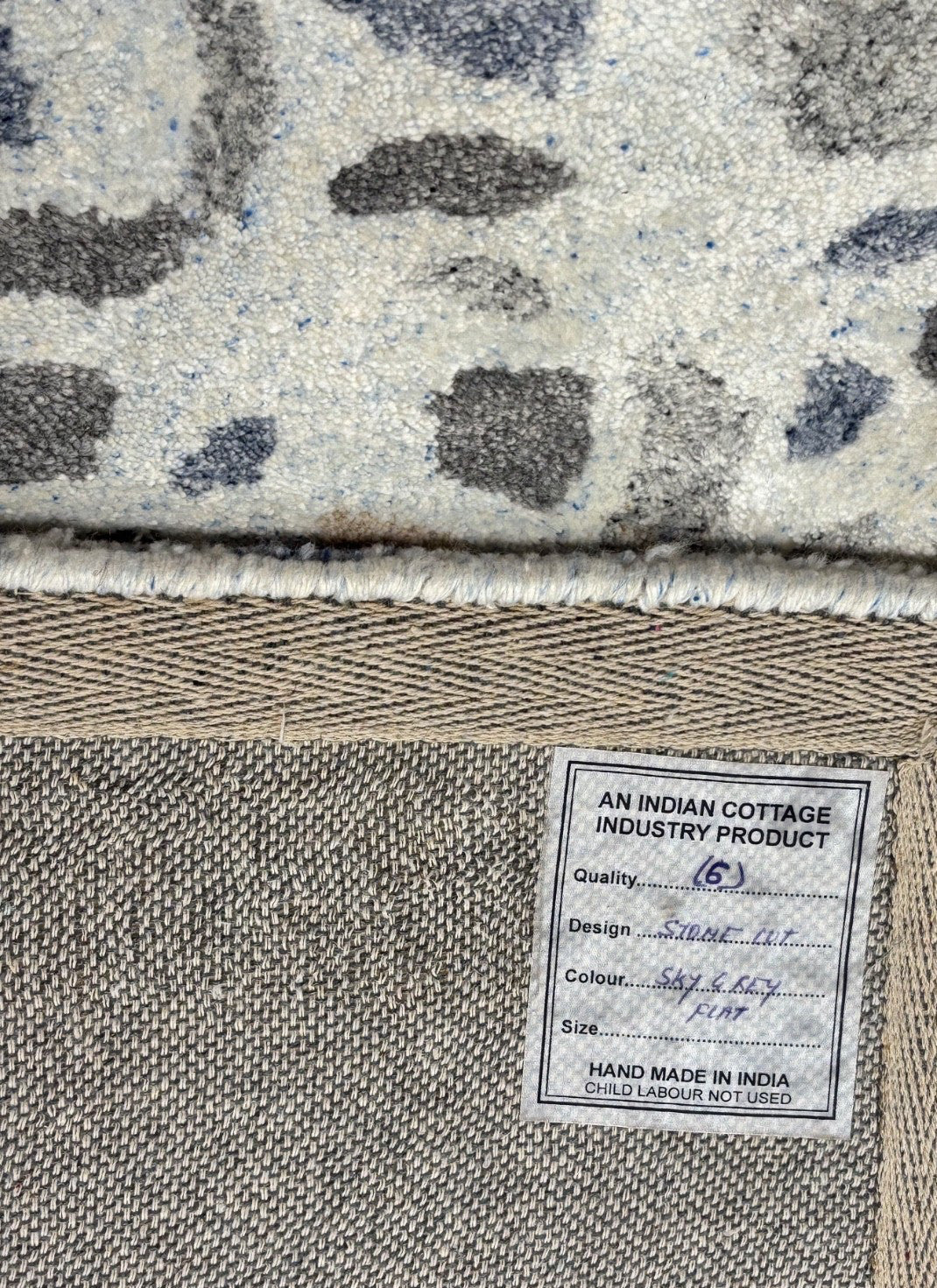 Handgetufteter Teppich 60x90 cm Beige Bunt Modern  Wolle Abstraktes Design D06