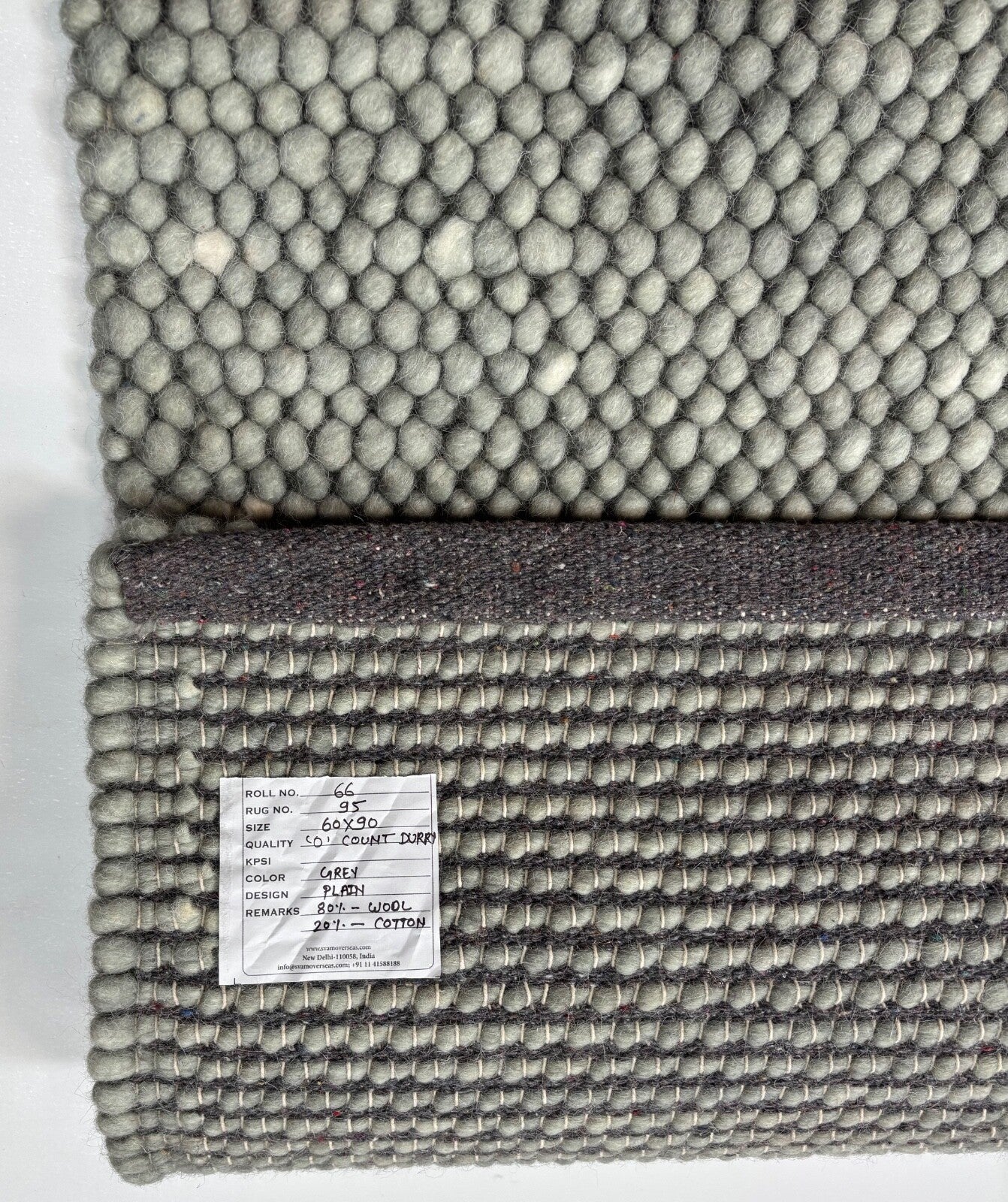 Handgefertigter Kilim Dhurry Teppich 60x90 Grau 100% Wolle Flachgewebe R95