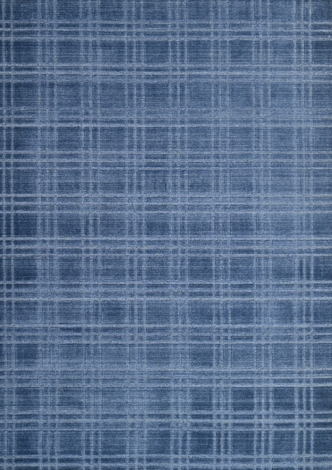 Handgewebter Teppich 170x240 BLAU Glanzoptik Wolle Flach Wohnzimmer SH116