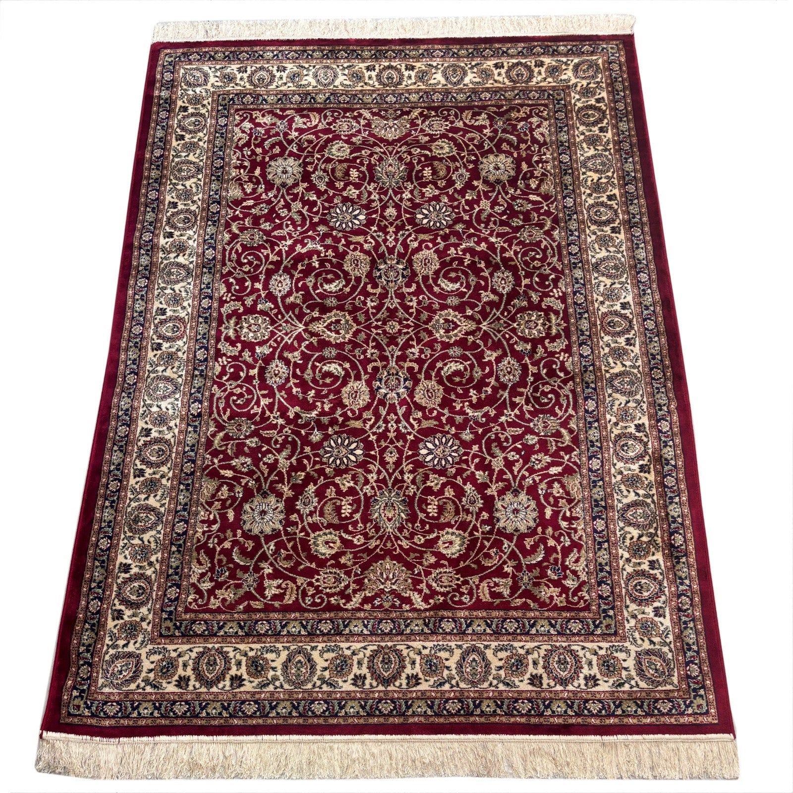 Orientteppich Kashmir Design 150x210 cm Viskose Seidenglanz Rot Beige M72R