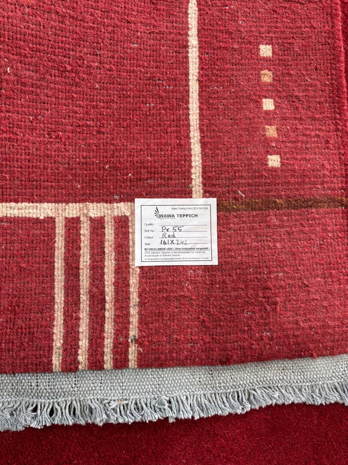 Rot Teppich Indo Nepál Handgeknüpft 100% Wolle 161x242 cm Orientteppich PR55 