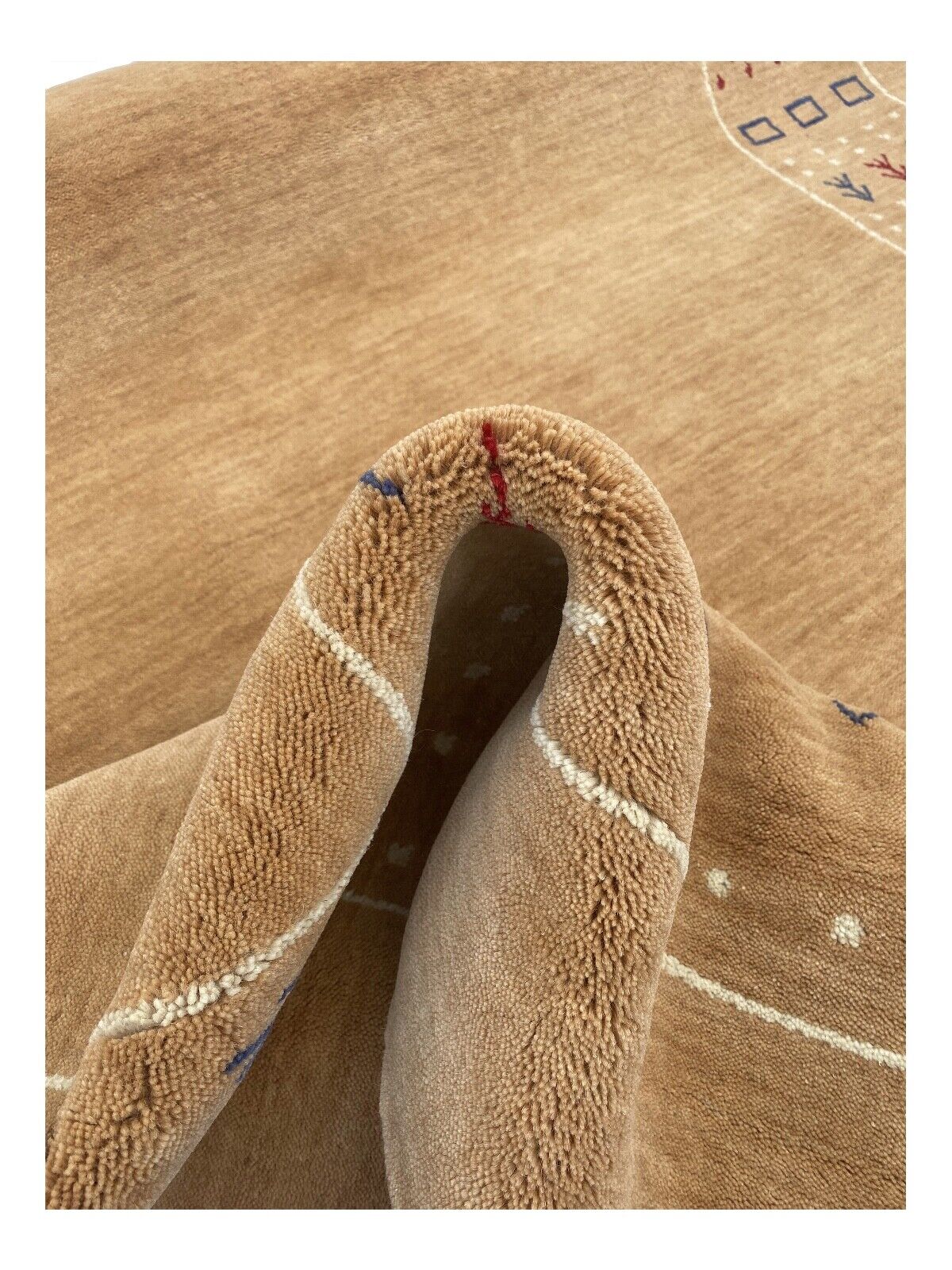 Pfirsich hell braun Teppich 100% Wolle 200x300 cm Handgewebt Orientteppich ac1