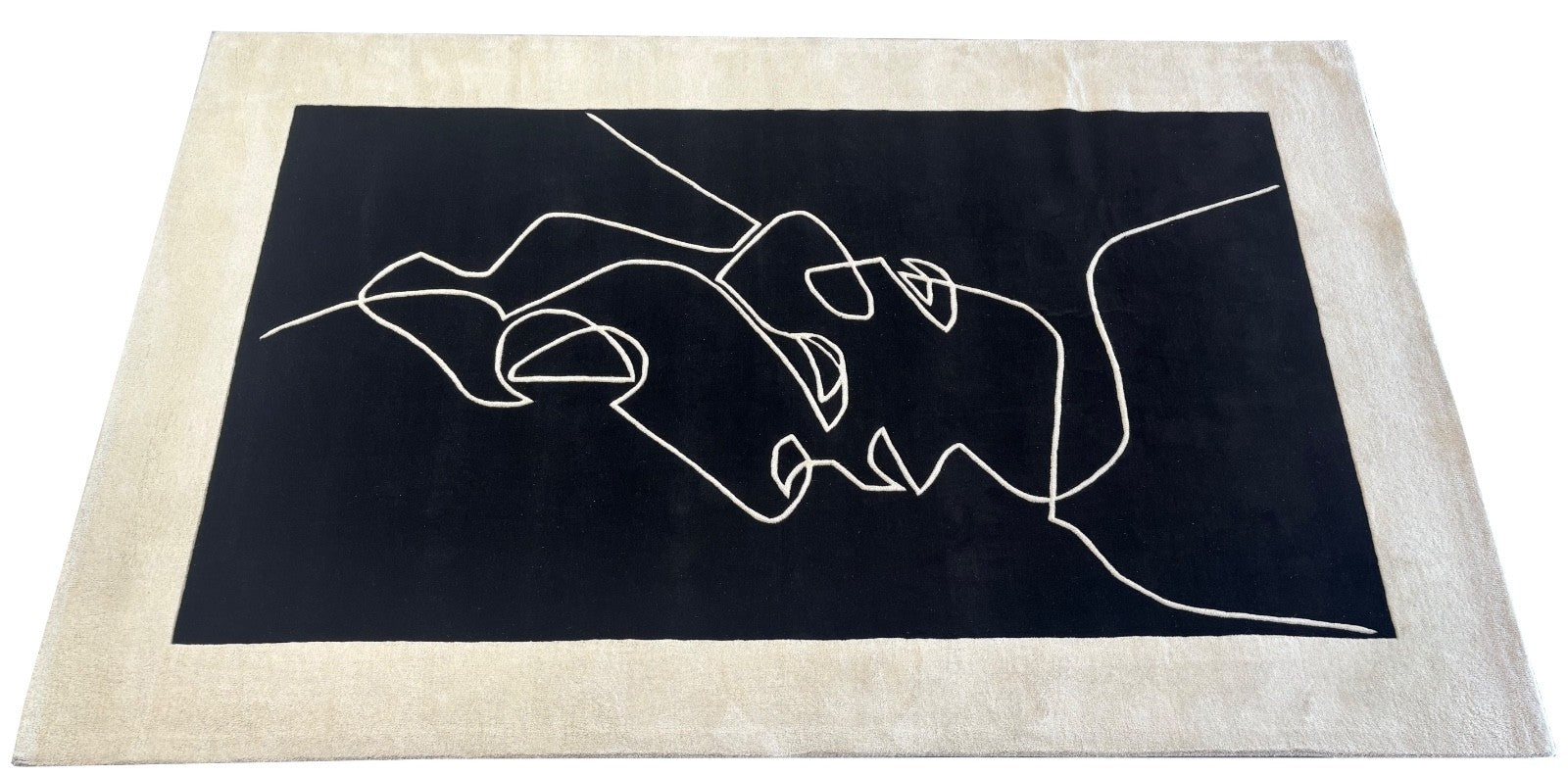 FACE Design Teppich 200x300 cm Handgetuftet 100% Wolle Schwarz Beige R23